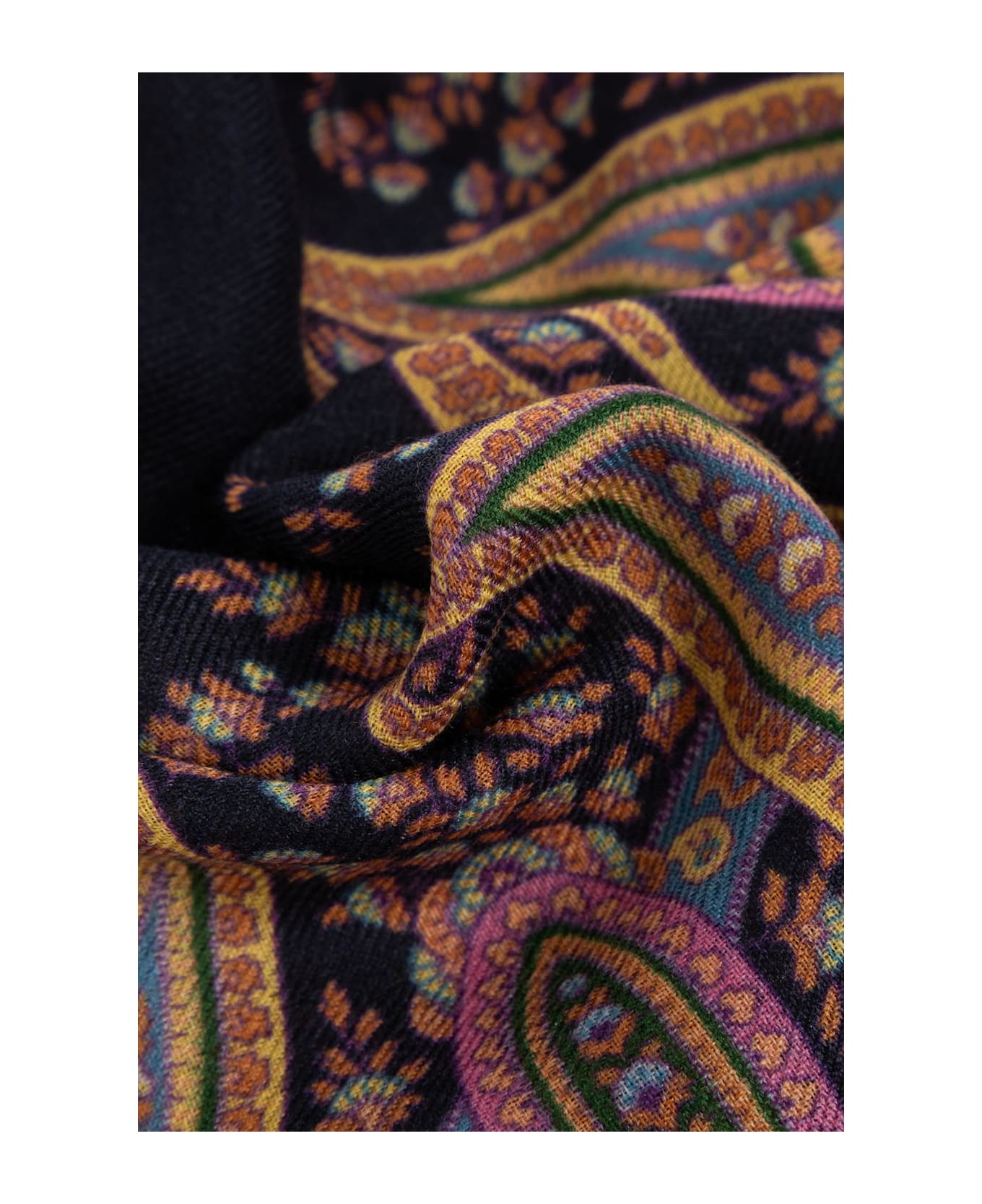 Etro Scarf With Decorative Pattern - BLACK/BLUE