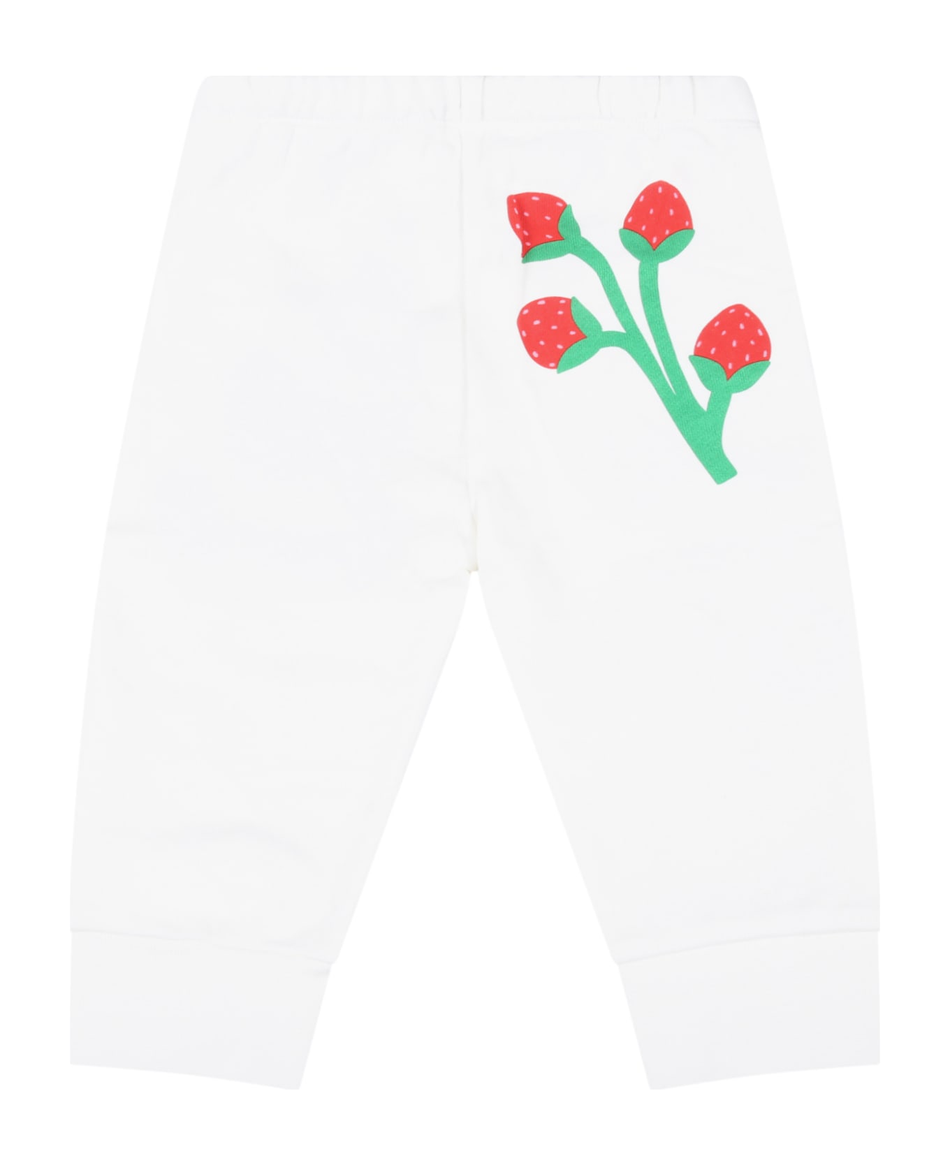 Stella McCartney Kids White Sweatpants For Baby Girl With Colorful Flowers - White