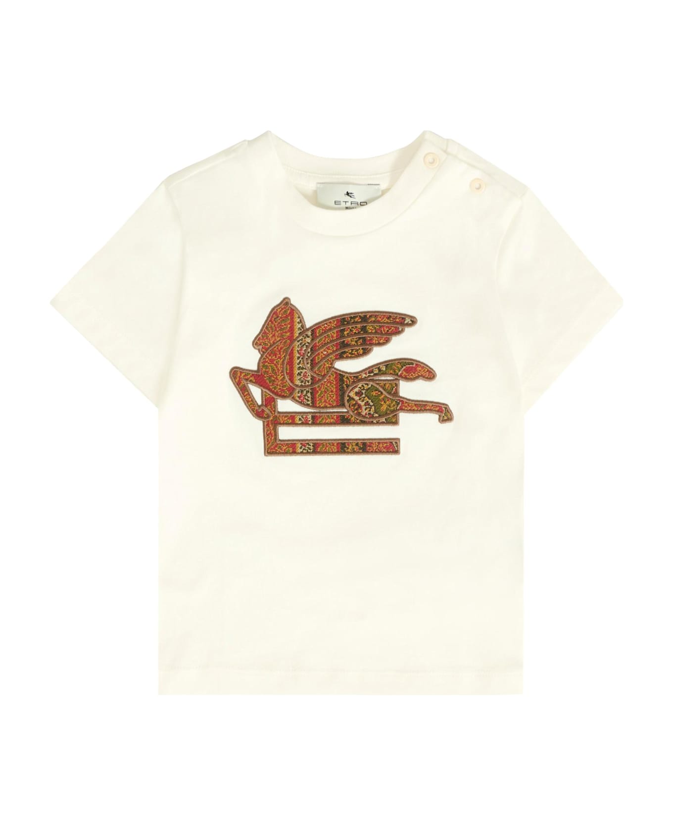 Etro Ivory T-shirt For Babykids With Logo - Ivory