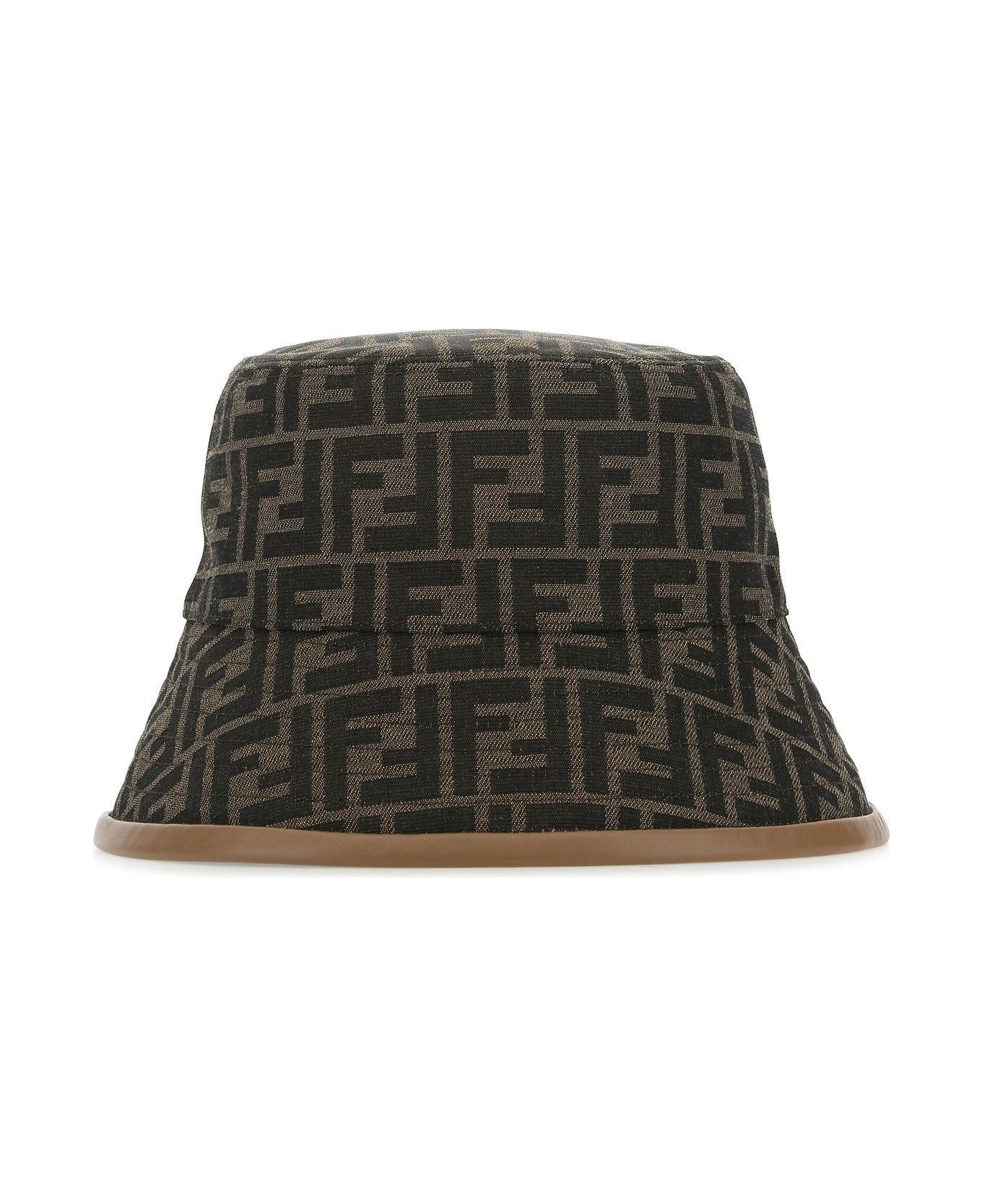Fendi Bucket Hat "ff" In Fabric - Brown