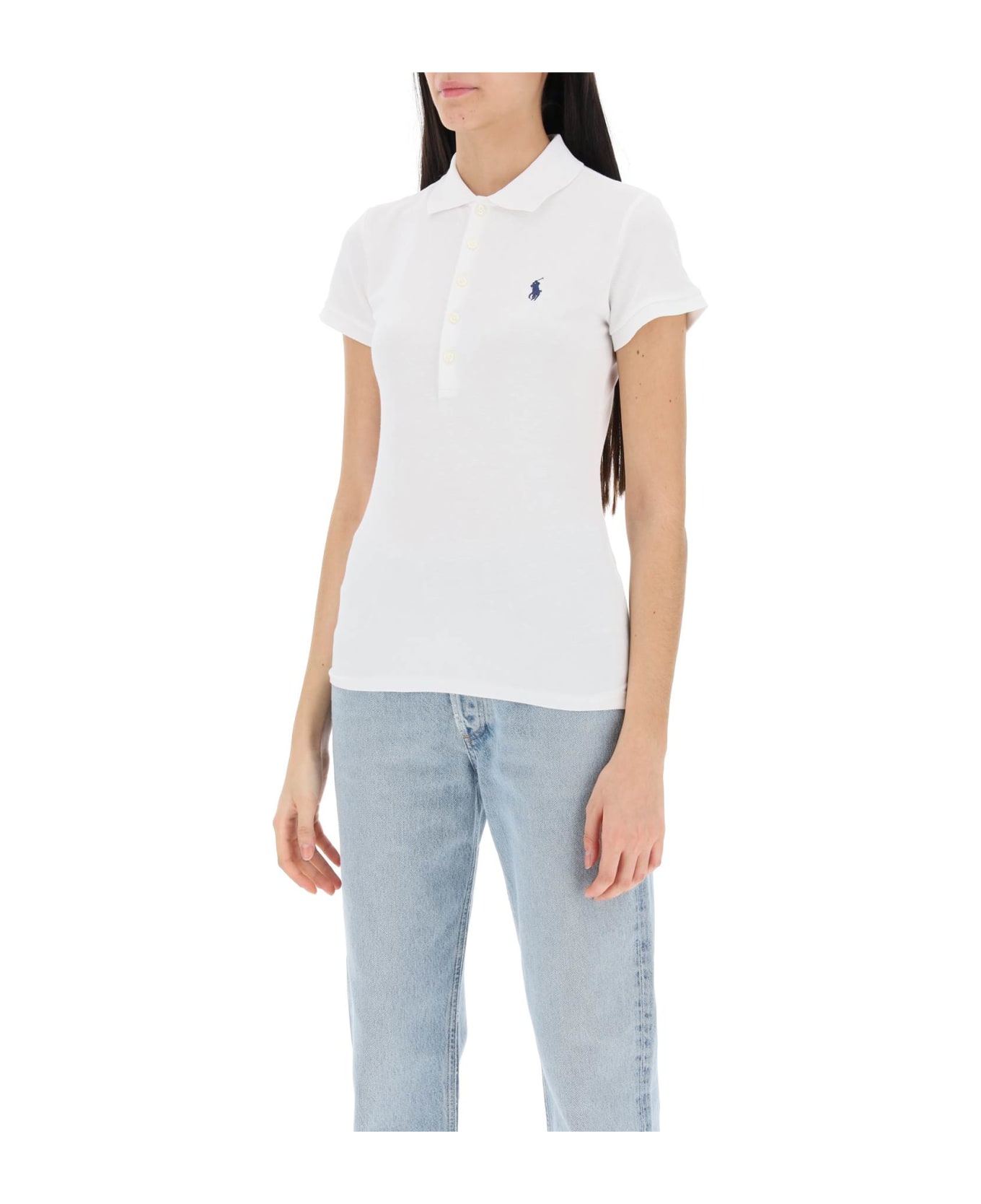 Ralph Lauren Slim Fit Five Button Polo Shirt - WHITE