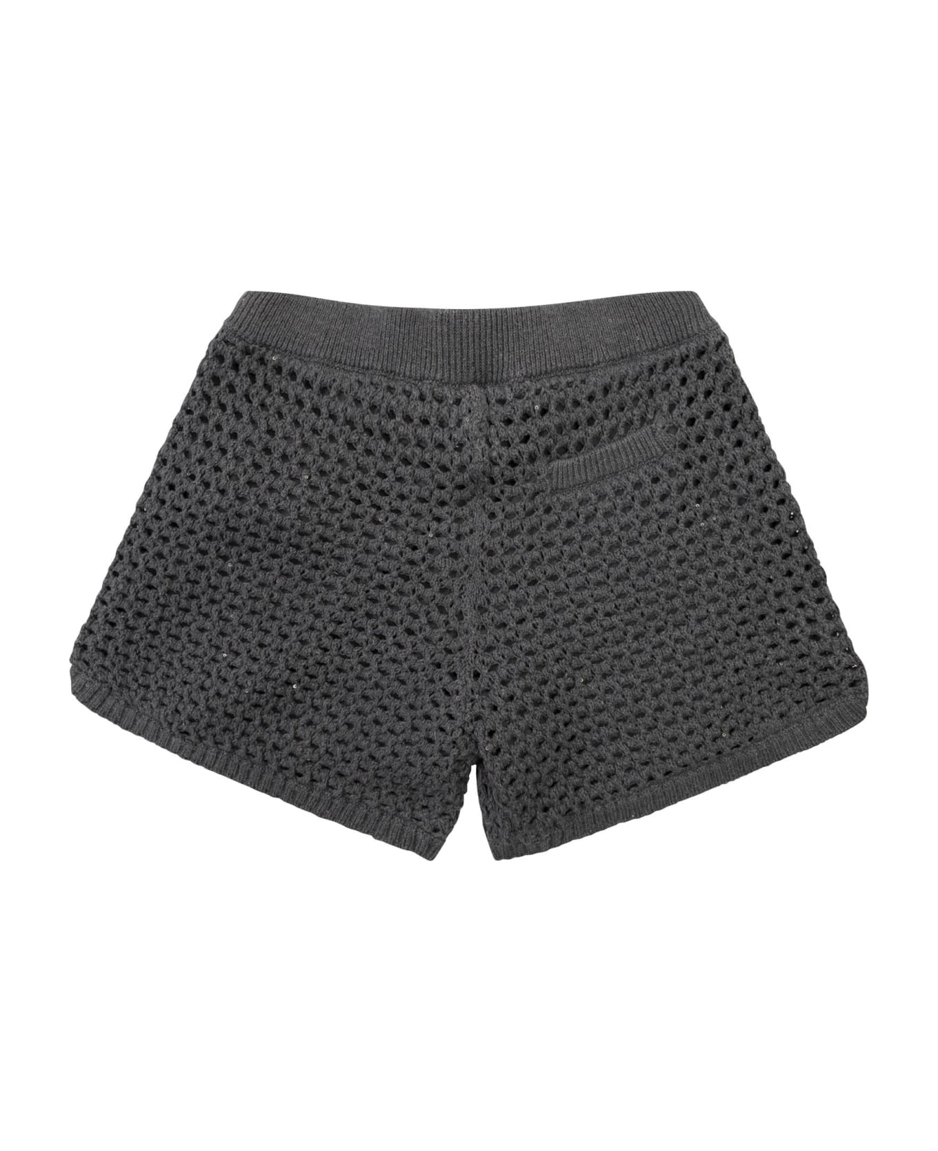 Brunello Cucinelli Dazzling Cotton Knit Shorts - Lead