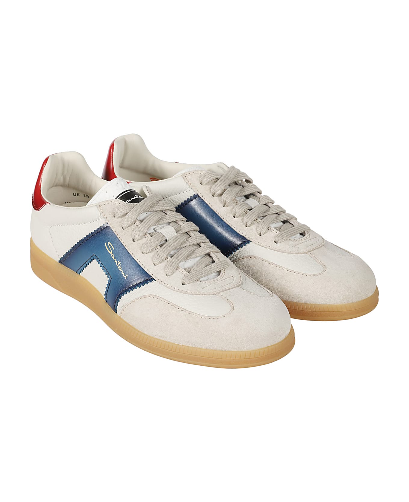 Santoni Olympic Low Top Sneakers - White/blu/rosso