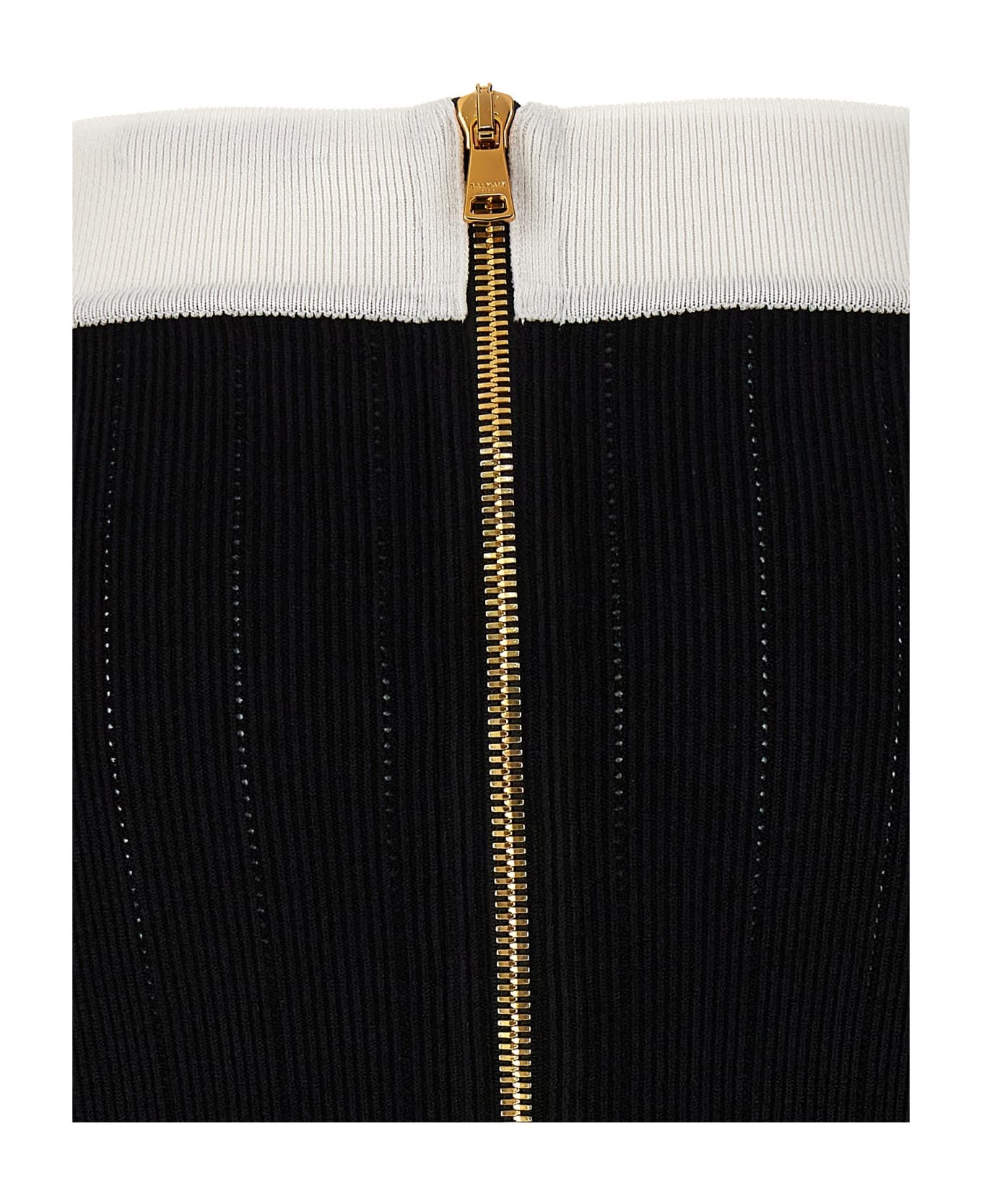 Balmain Logo Button Midi Skirt - Eab Noir Blanc
