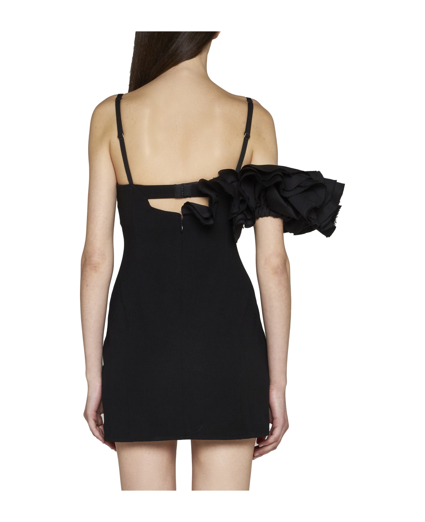 Jacquemus Duna Wool Frill Dress - Black ワンピース＆ドレス