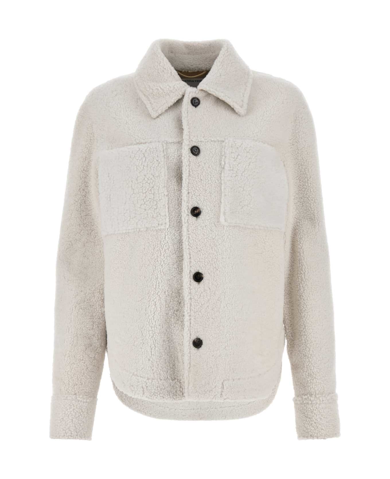 Bottega Veneta Chalk Shearling Oversize Shirt - POPCORN