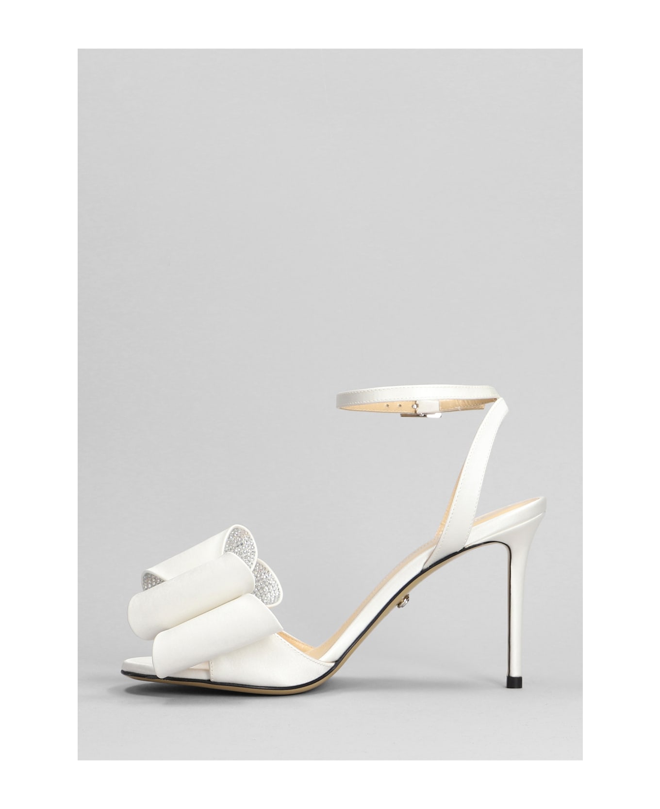Mach & Mach Sandals In White Silk - white