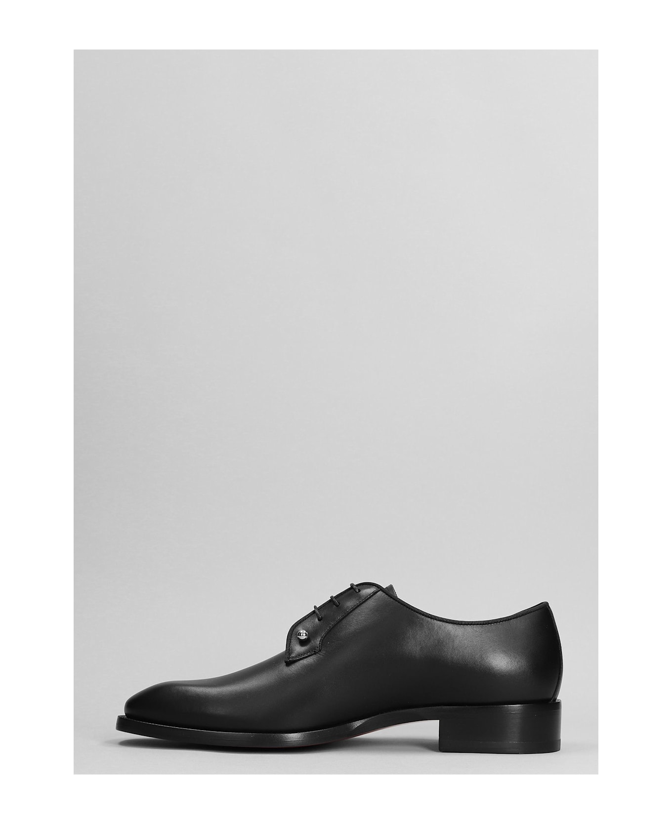 Christian Louboutin Chambeliss Flat Lace Up Shoes In Black Leather - black