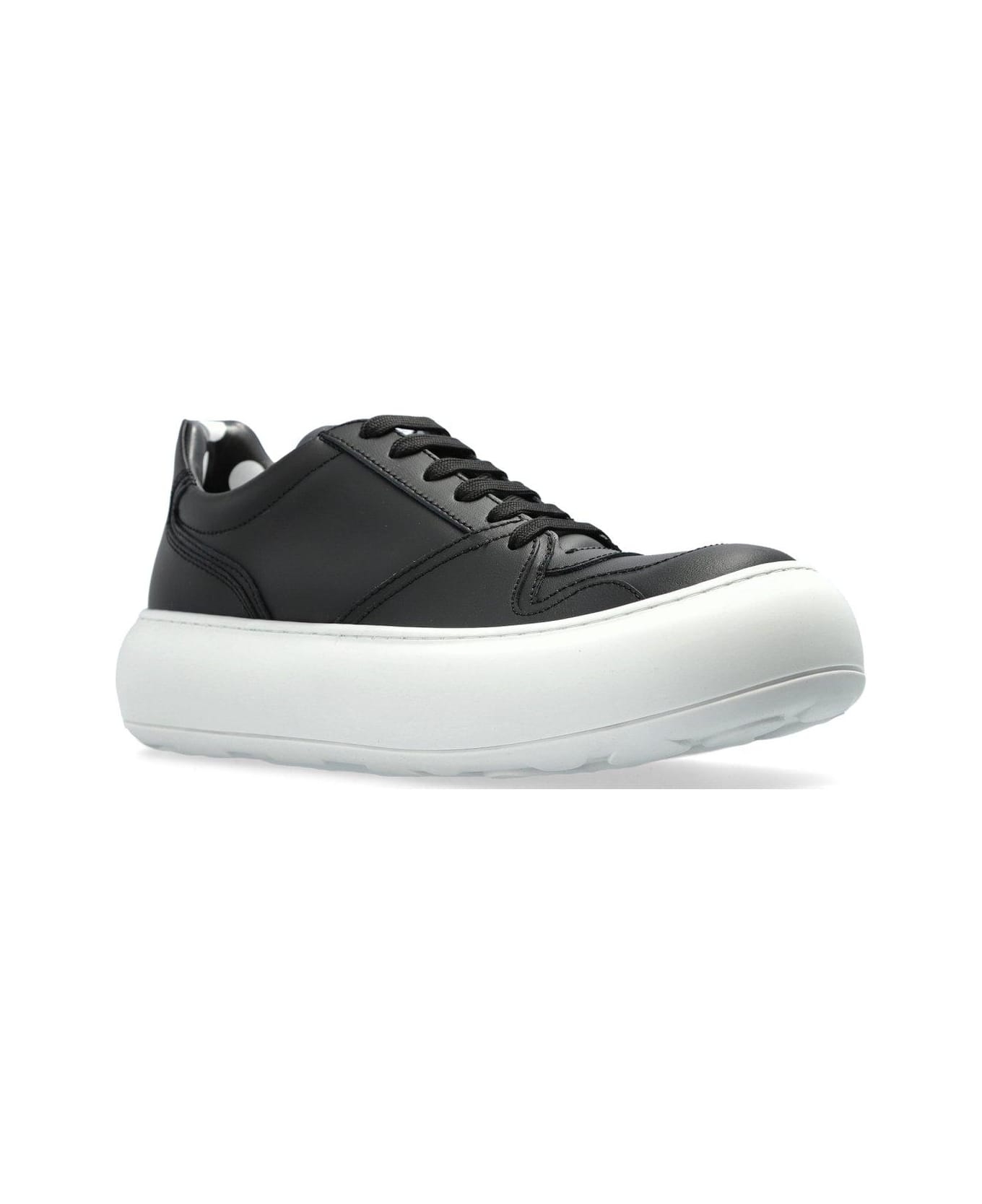 Moschino Round Toe Lace-up Sneakers - BLACK
