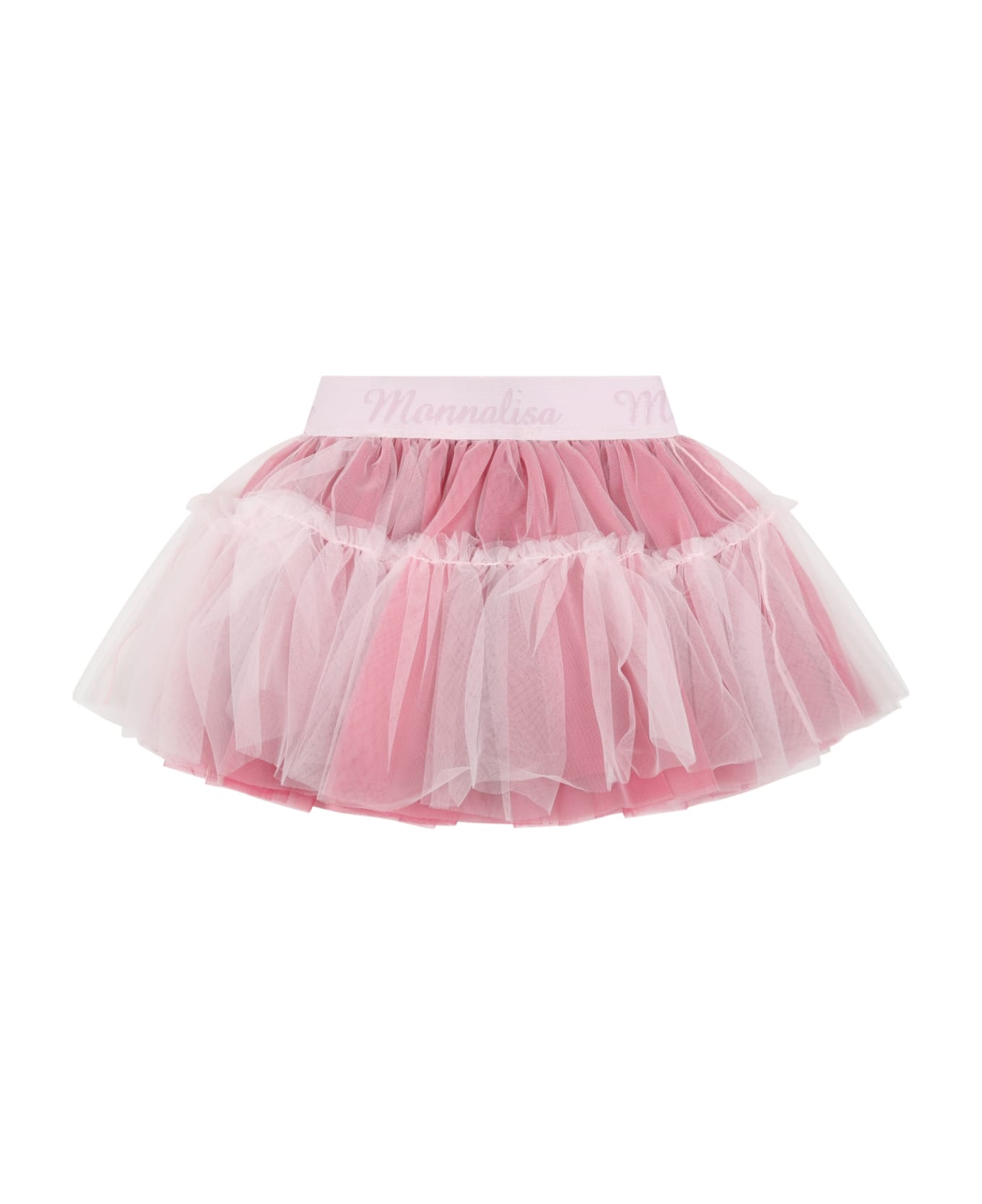 Monnalisa Pink Skirt For Baby Girl With Logo - Pink