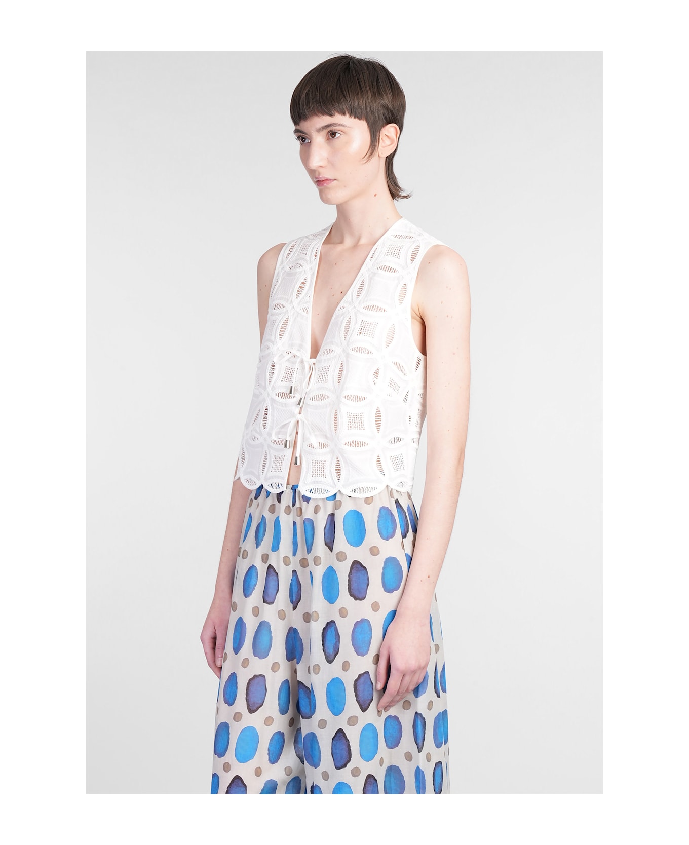 Holy Caftan Vivi Vest In White Cotton - white
