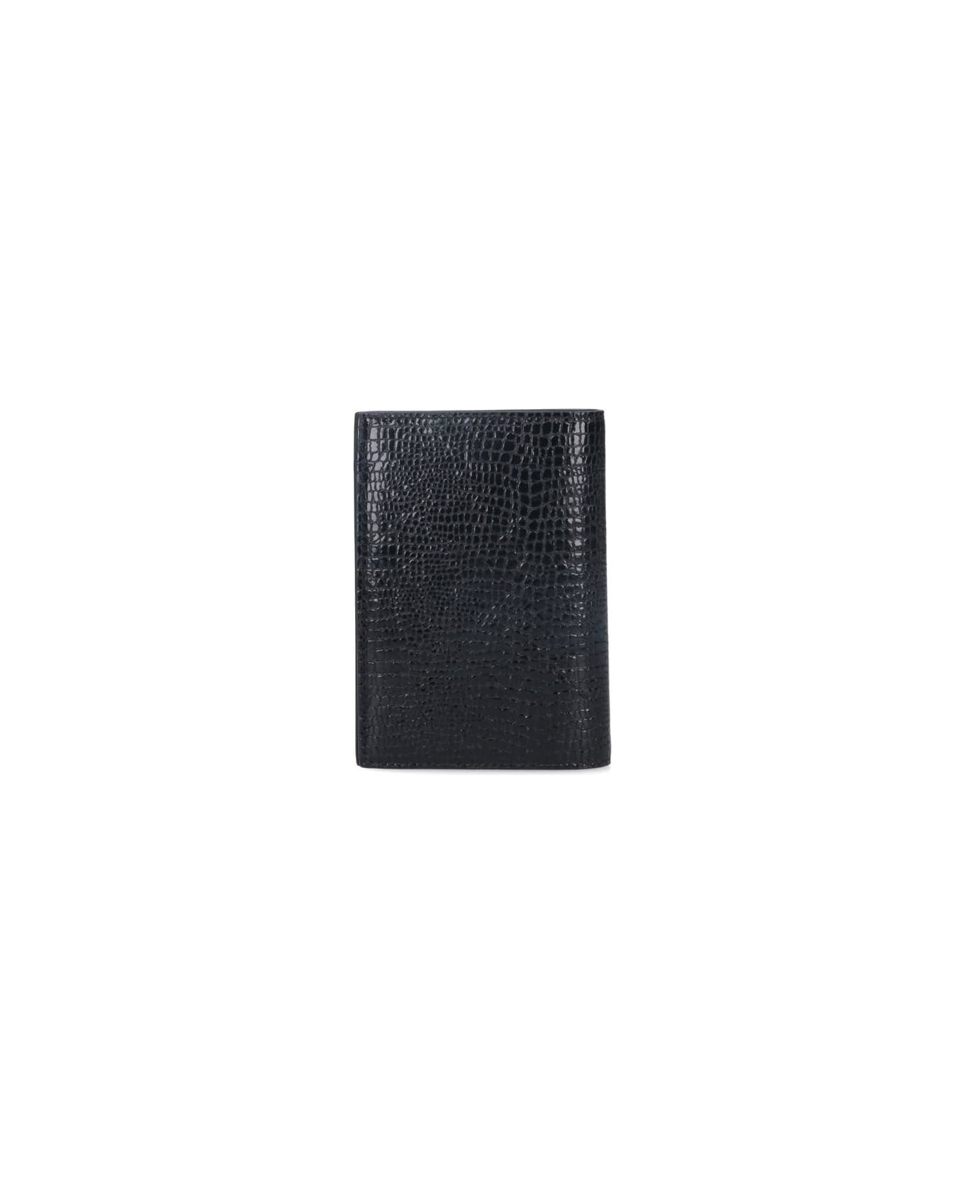 Tom Ford Croc Print Card Holder - Black  