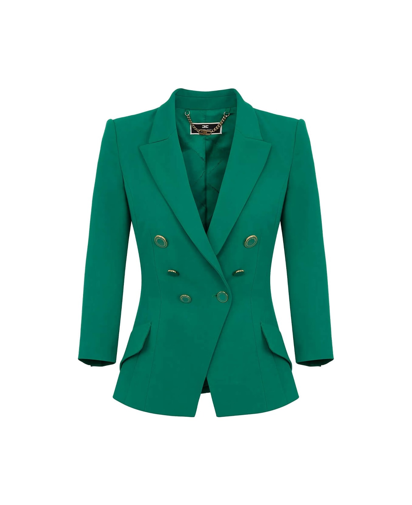 Elisabetta Franchi Emerald Green Double-breasted Jacket | italist ...