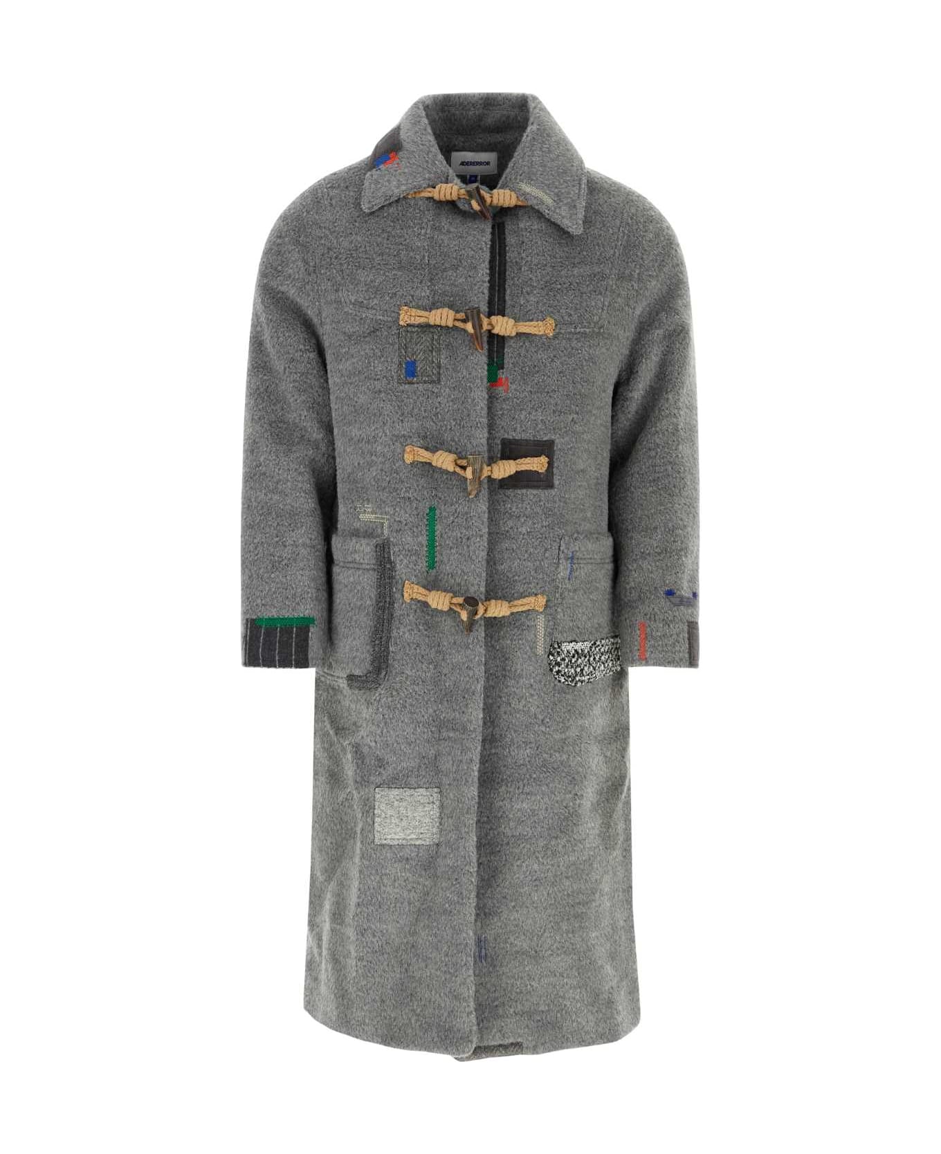 Ader Error Grey Wool Blend Coat - CHARCOAL