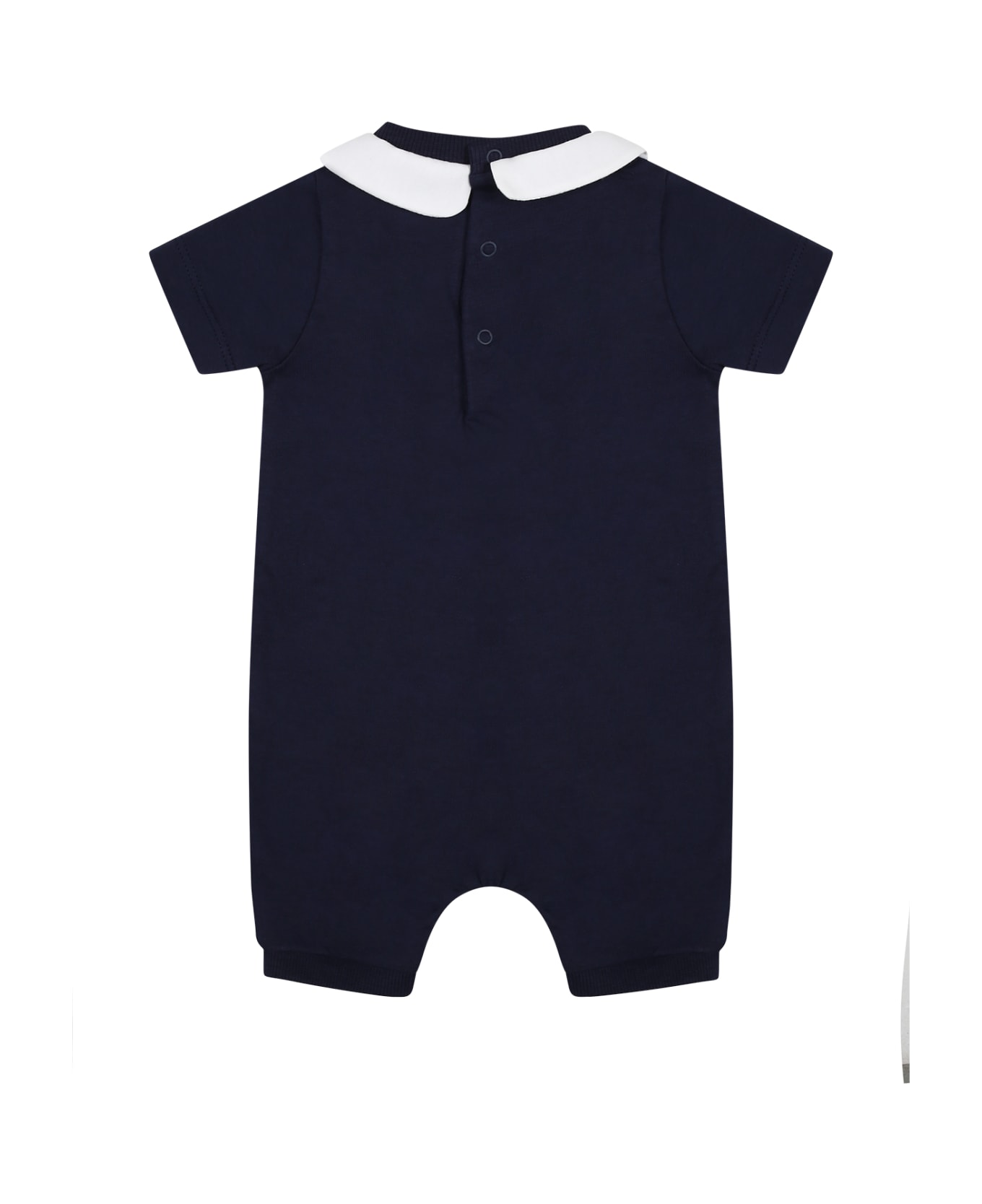 Moschino Blue Baby Romper With Teddy Bear And Logo - Blue ボディスーツ＆セットアップ