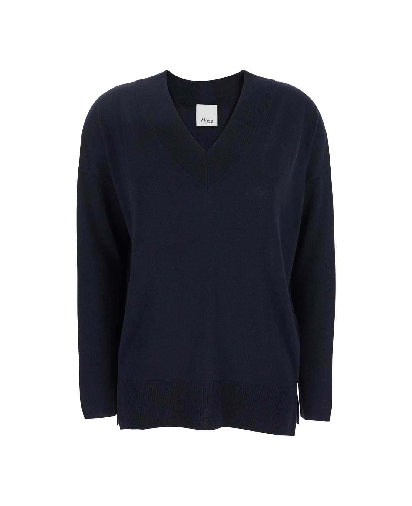 Allude Blue Sweater With V Neck In Wool Woman - Blu