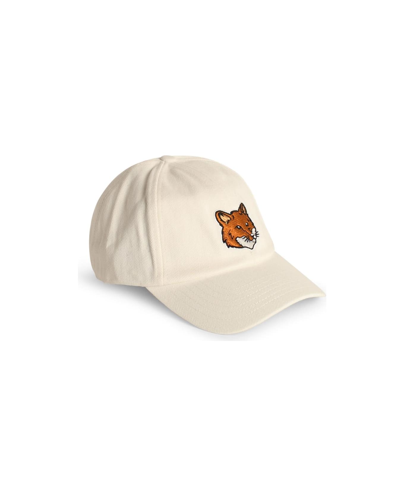 Maison Kitsuné White Cotton Cap - White