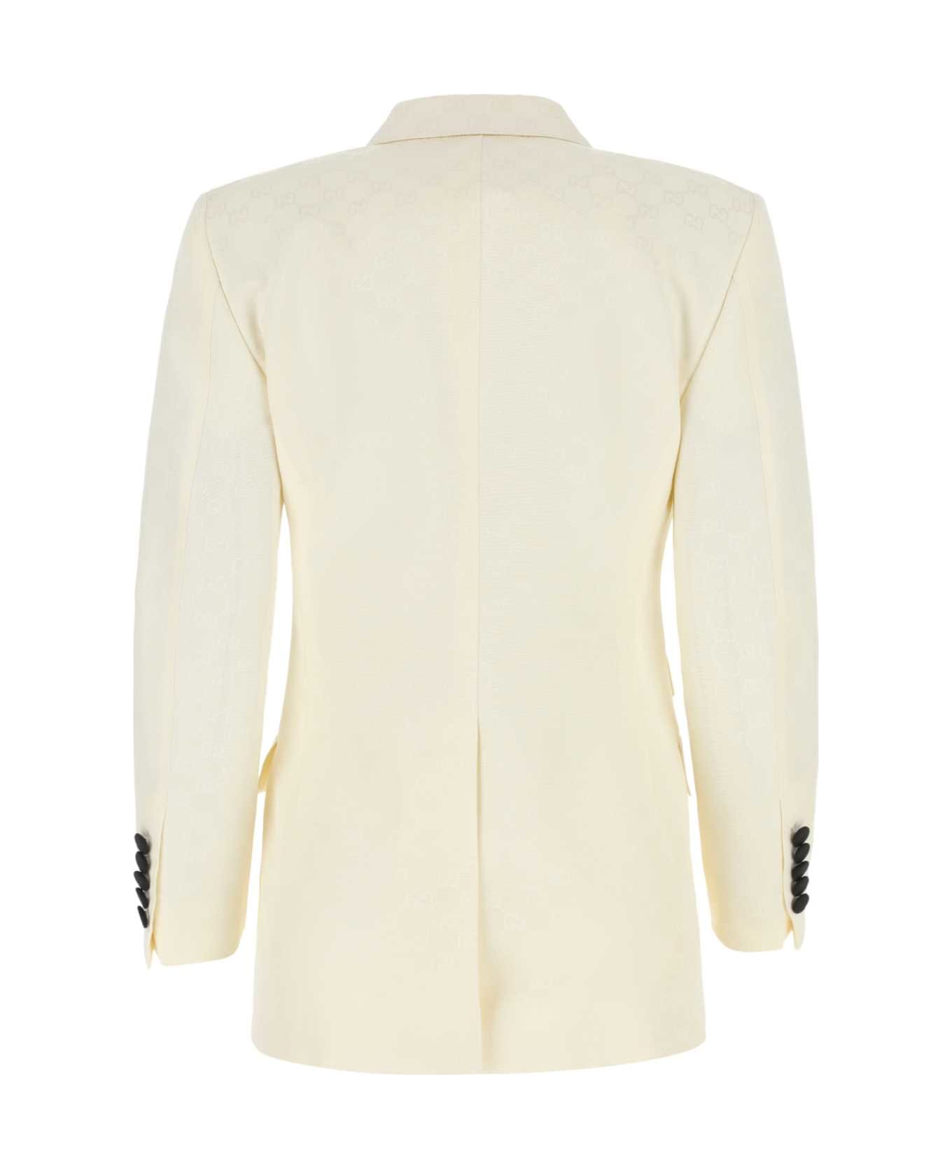 Gucci Embroidered Cotton Blend Blazer - Beige コート