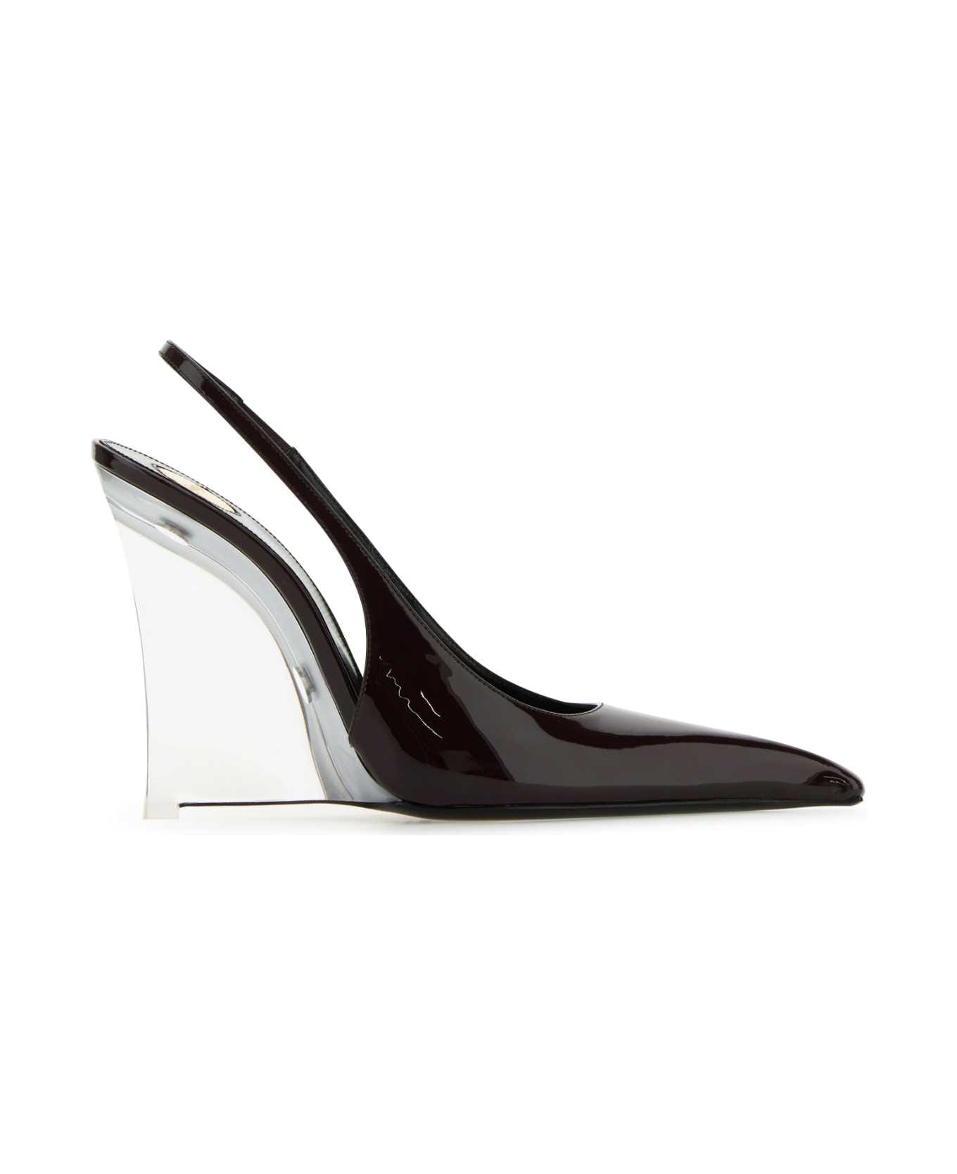Saint Laurent Burgundy Leather Miller Wedges - MARRONGLACE
MARRON