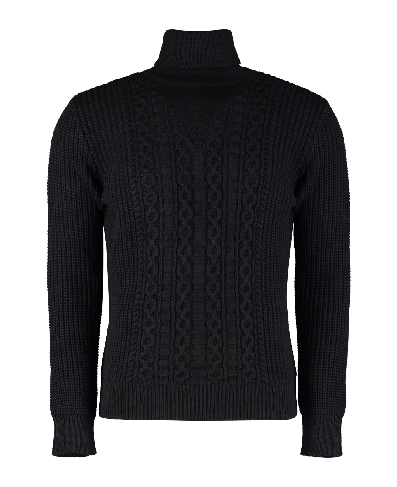 Roberto Collina Ribbed Wool Turtleneck Sweater - black