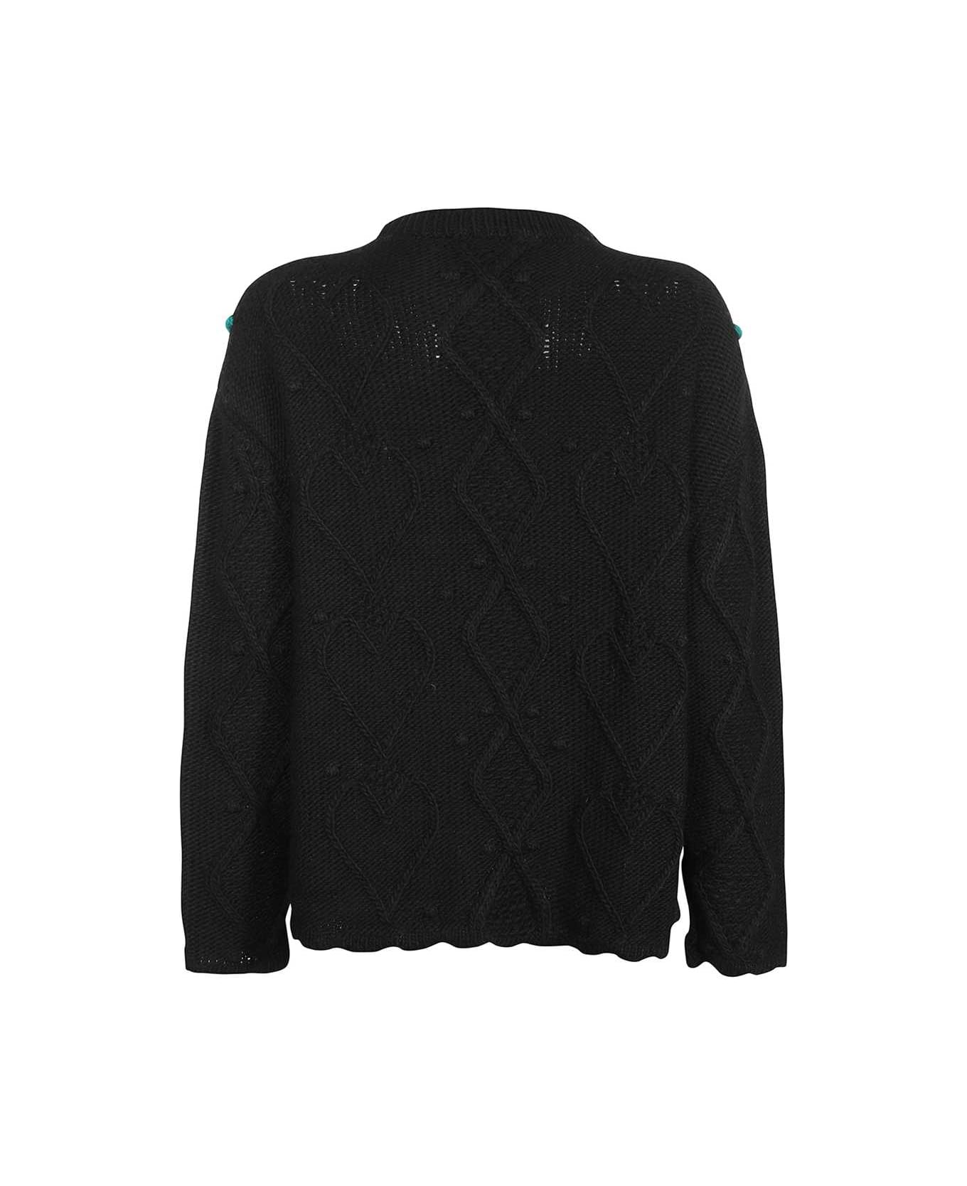 GCDS Puffy Long Sleeve Crew-neck Sweater - black