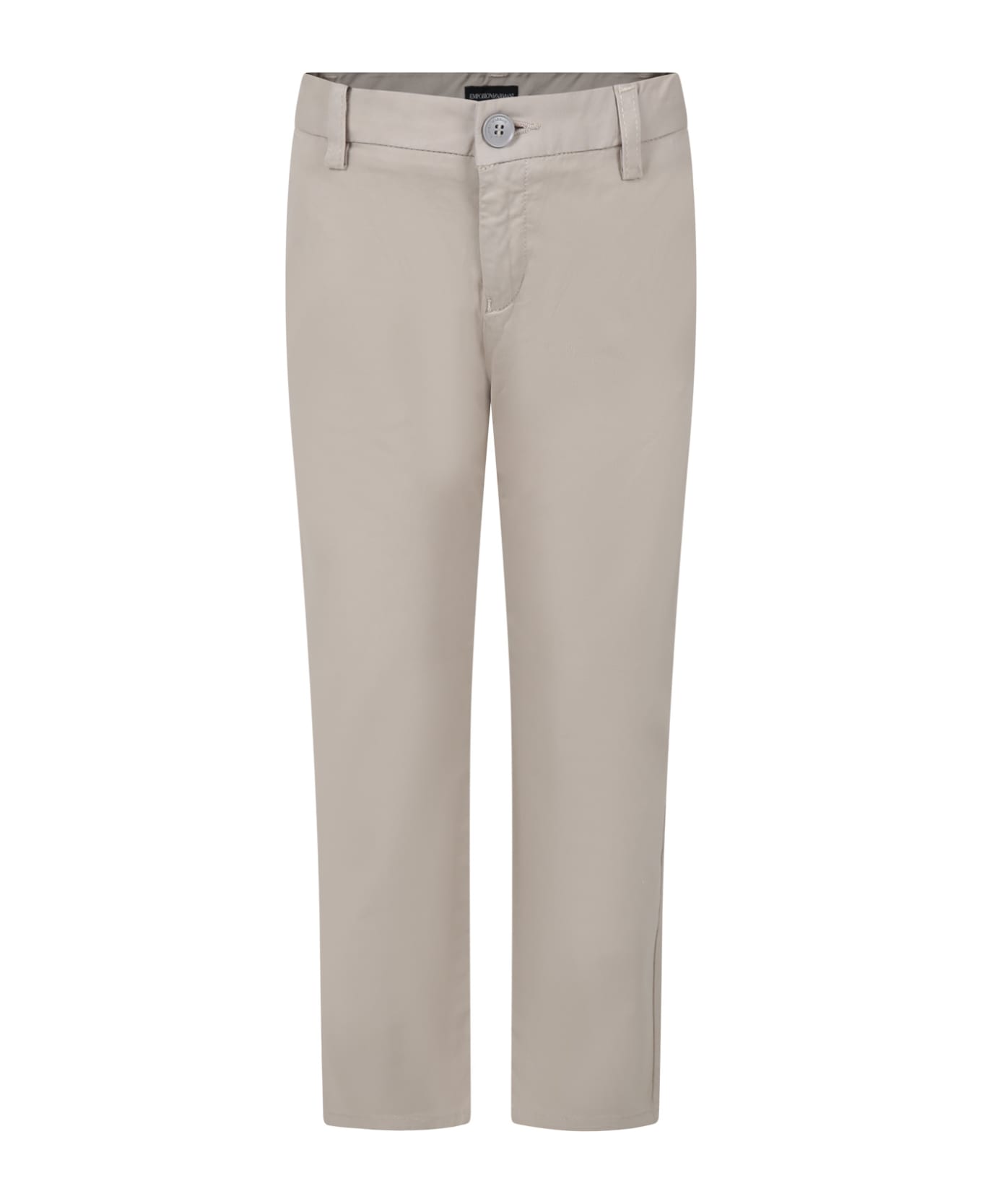 Emporio Armani Ivory Trousers For Boy With Logo - Corda ボトムス