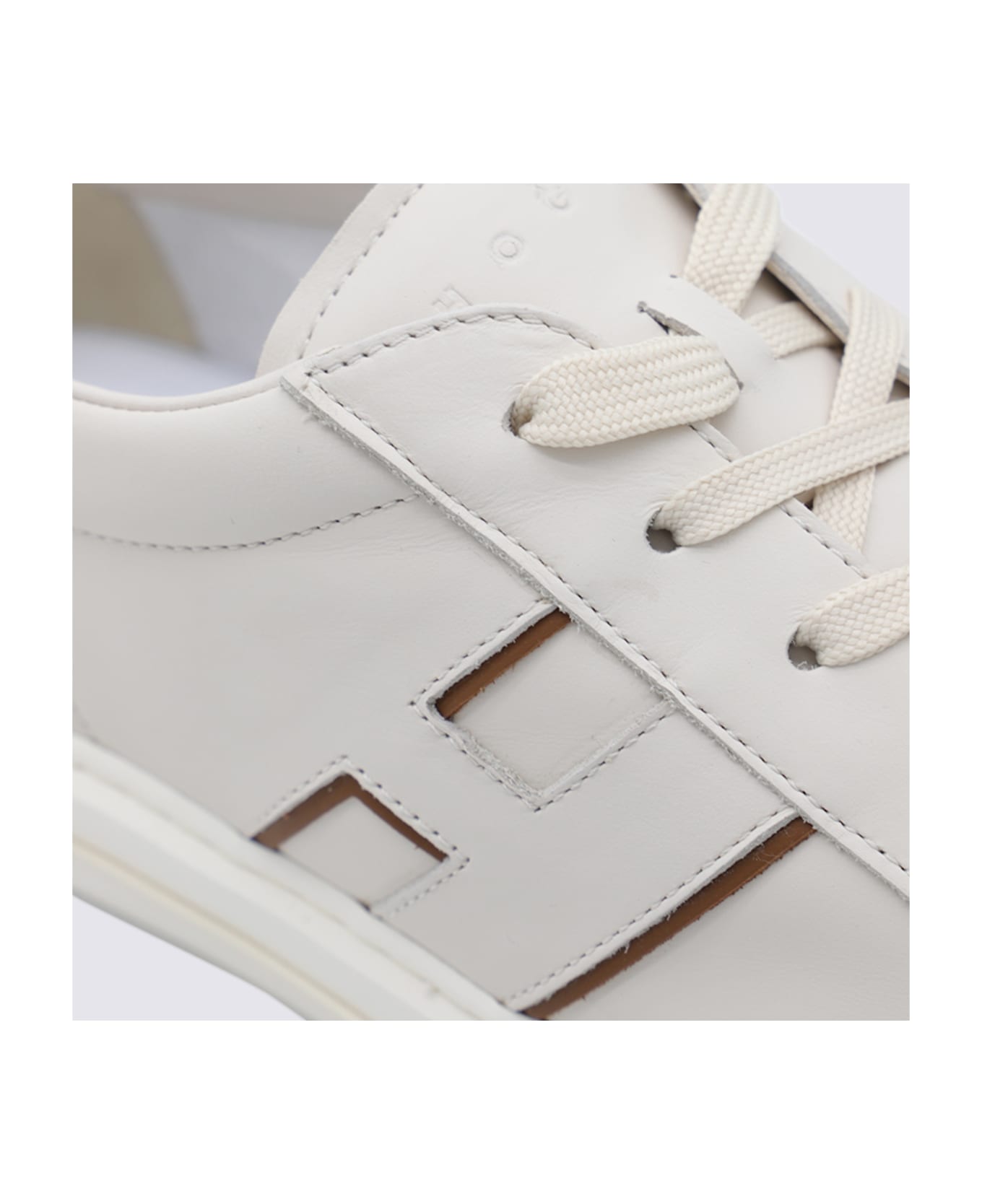Hogan White And Beige Leather Sneakers - Rk