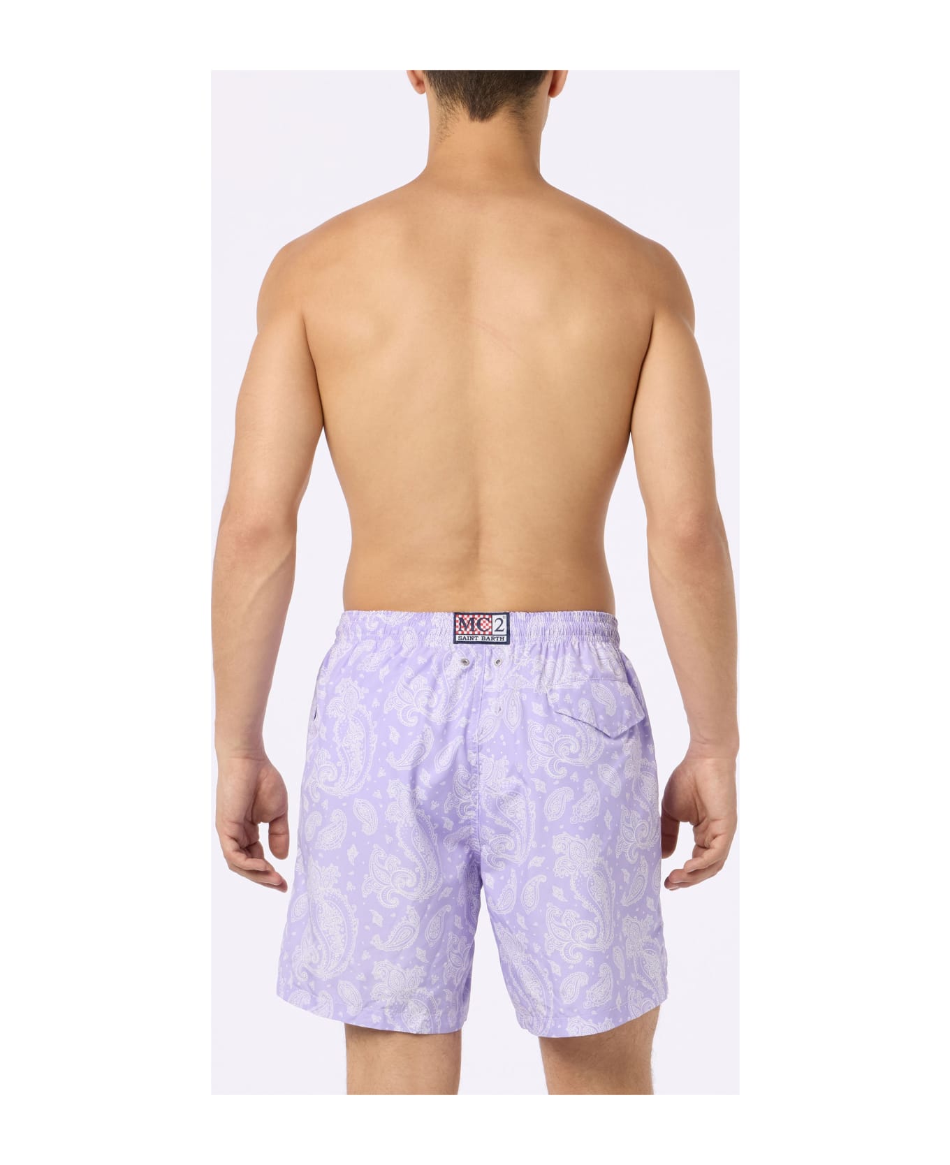 MC2 Saint Barth Man Lightweight Fabric Swim-shorts Lighting With Paisley Print - PINK