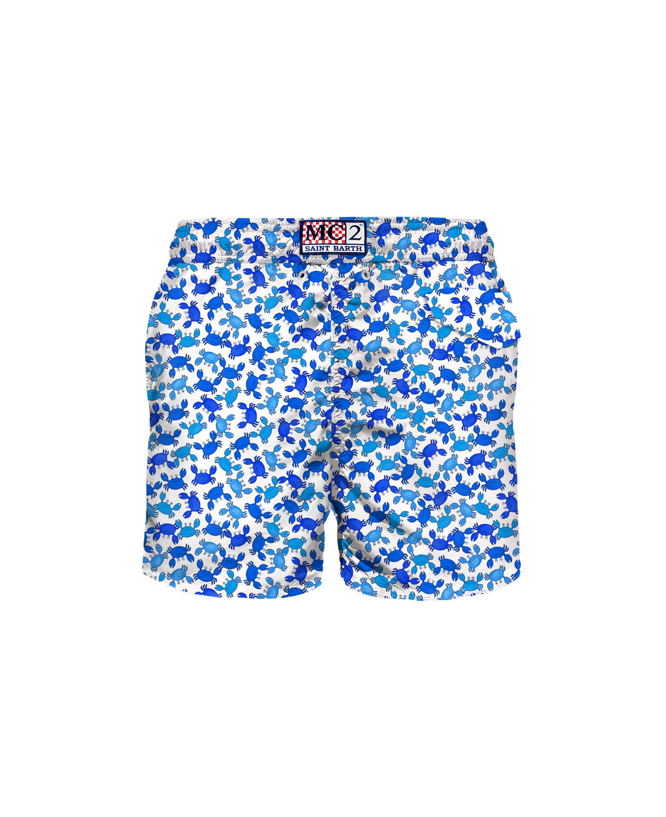 MC2 Saint Barth Man Light Fabric Swim Shorts With Crab Print - WHITE スイムトランクス