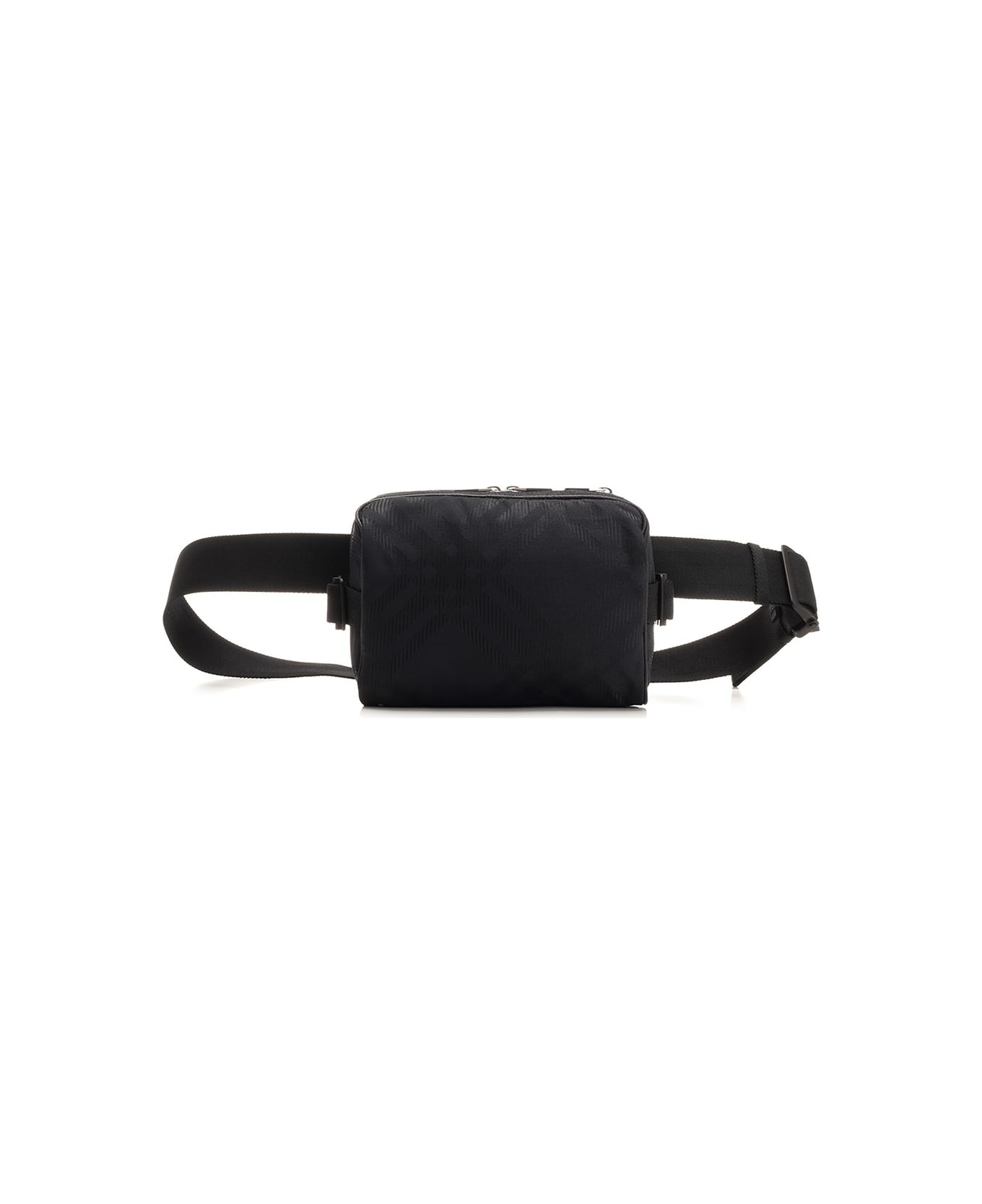 Burberry Check Bumbag With Jacquard Workmanship - Black