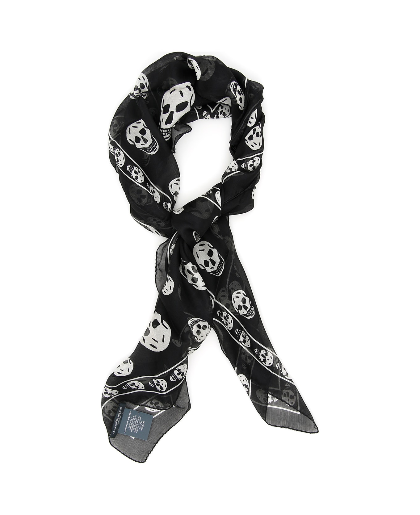 Alexander McQueen Skull Silk Scarf - BLACK IVORY (Black)