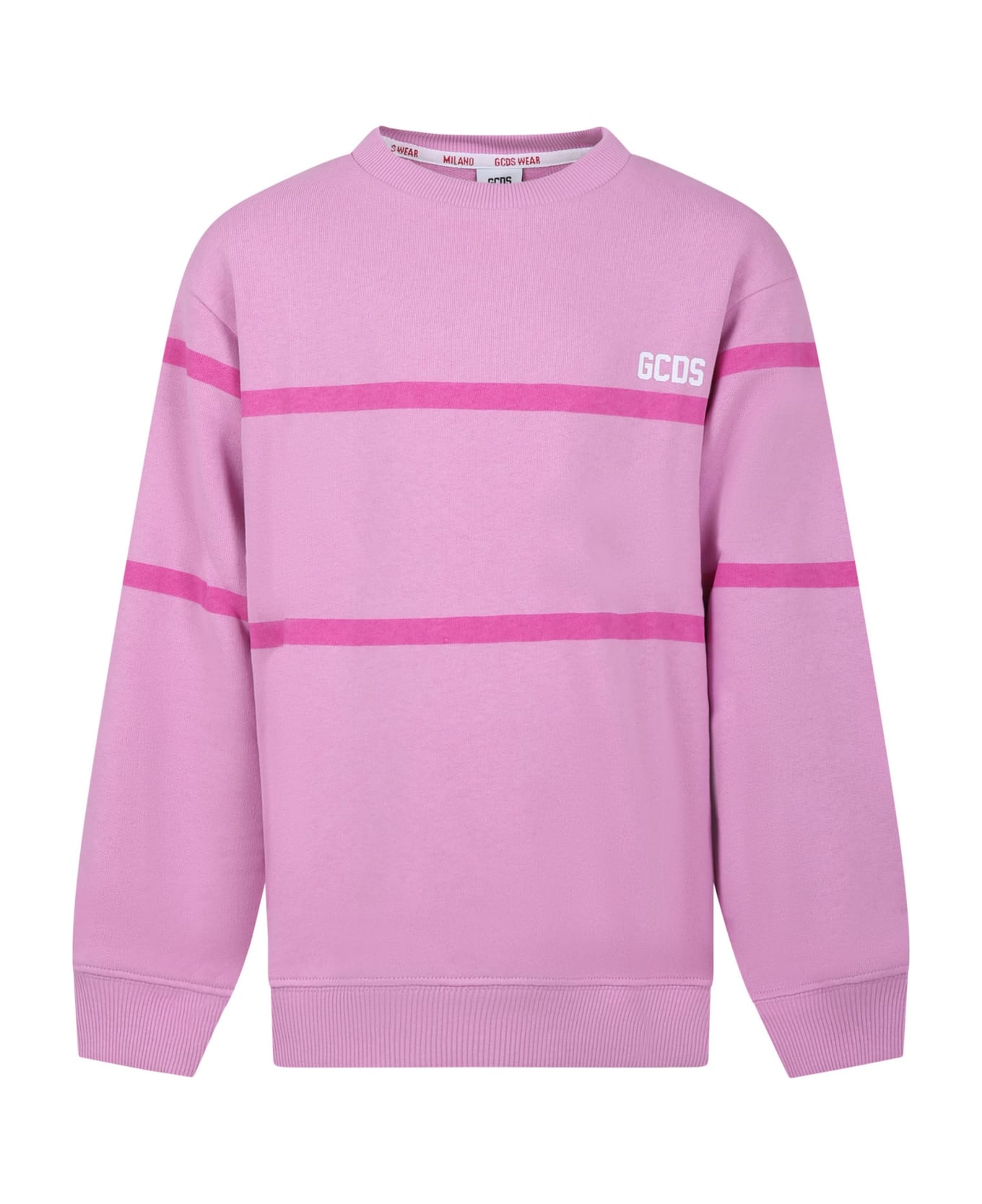 GCDS Mini Pink Sweatshirt For Girl With Logo - Pink