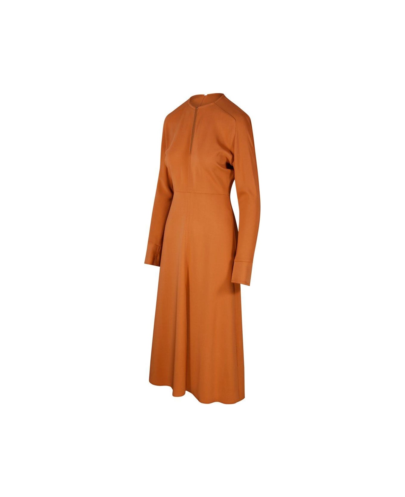 Forte_Forte Split-neck Flared Midi Dress - Copper ワンピース＆ドレス