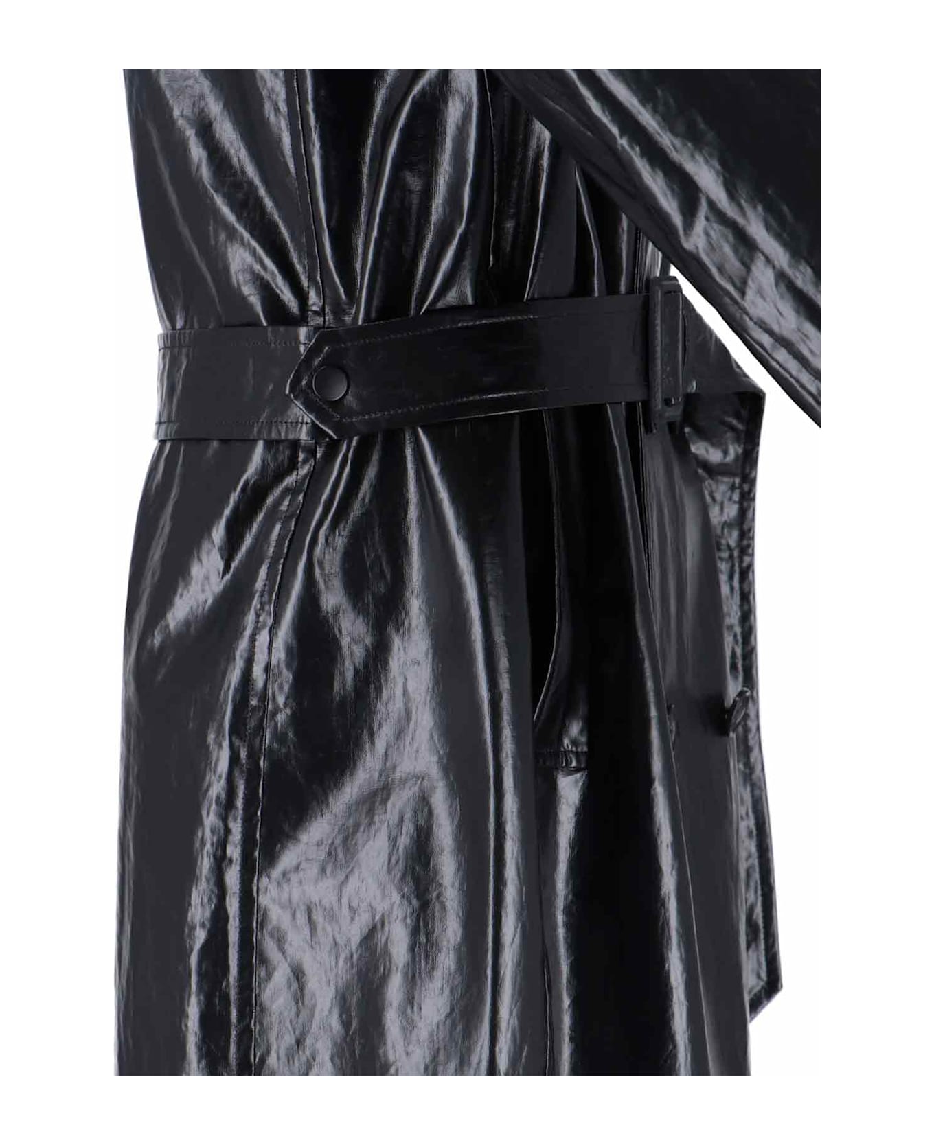MM6 Maison Margiela Double-breasted Faux Leather Coat - Black  
