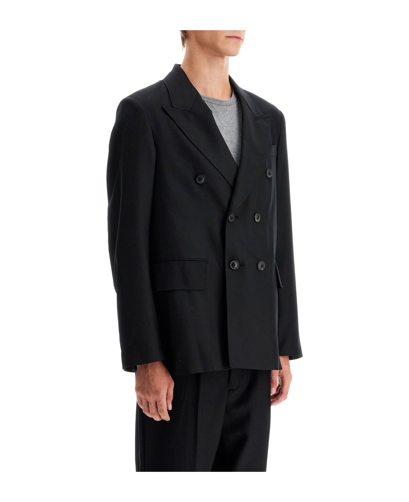 Our Legacy Double-breasted Panama Blazer - BLACK PANAMA WOOL (Black)