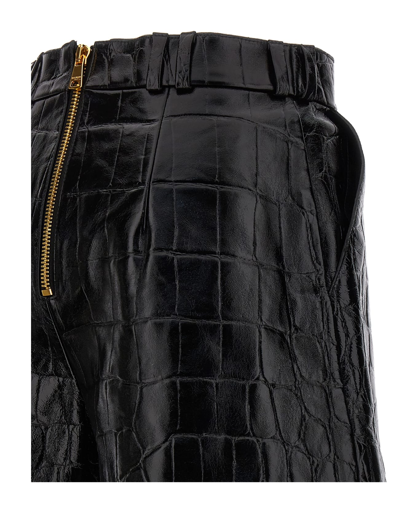 Balmain Leather Shorts - Black
