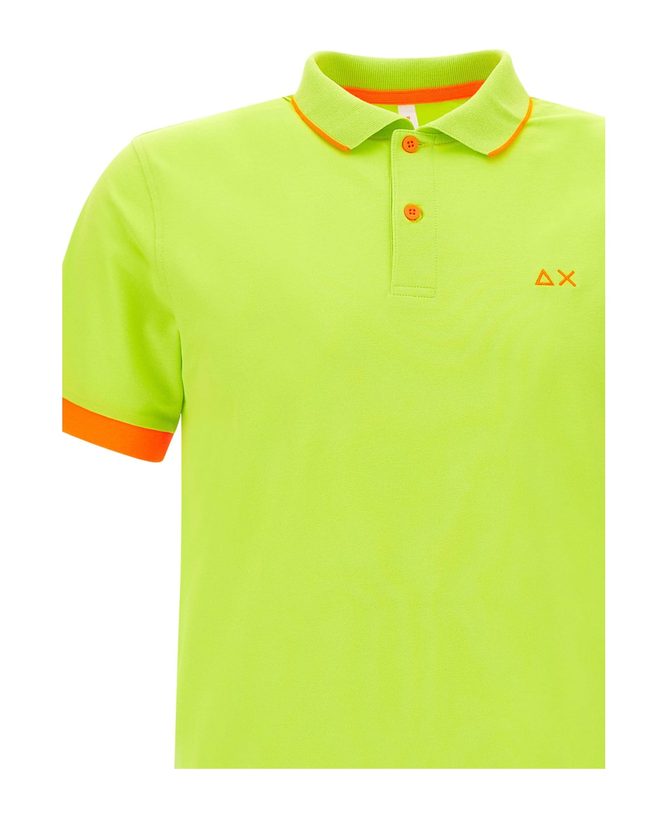 Sun 68 "small Stripe" Cotton Polo Shirt - GREEN