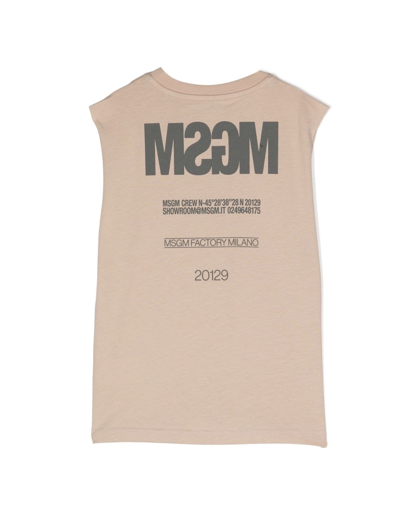 MSGM Tank Top With Logo - Beige