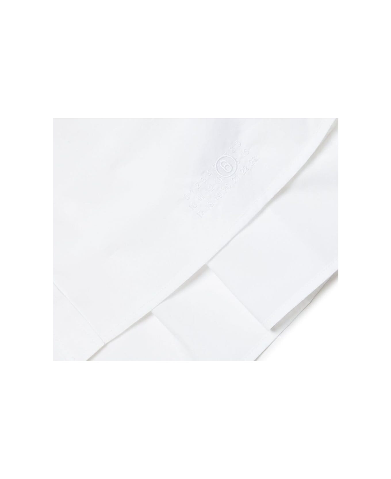 MM6 Maison Margiela White Shirt With Classic Collar And Tonal Logo Patch In Cotton Boy - White