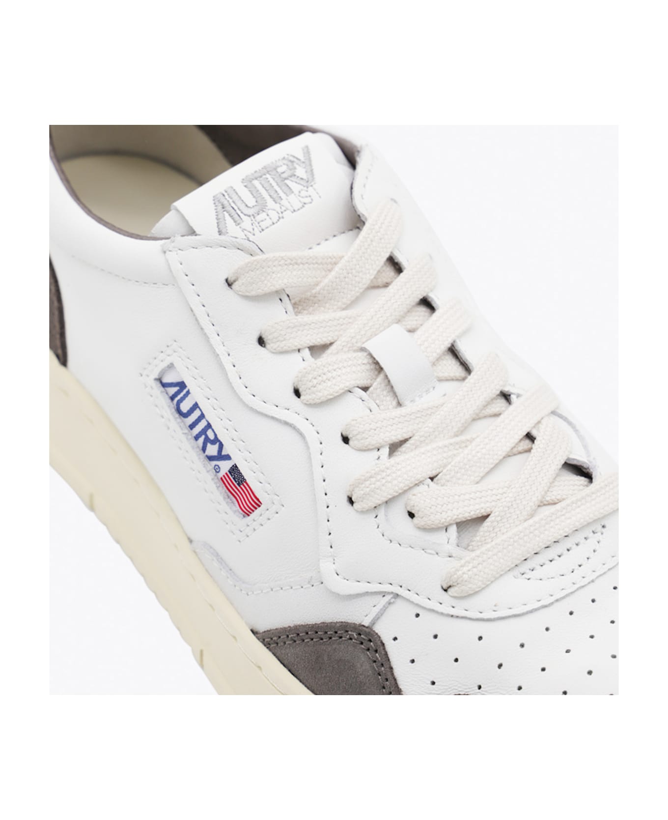Autry White And Grey Leather Medalist Sneakers - White