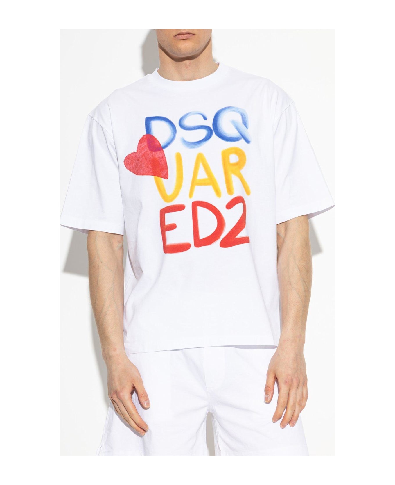 Dsquared2 Summer Lovers Logo Printed Loose Fit T-shirt - WHITE