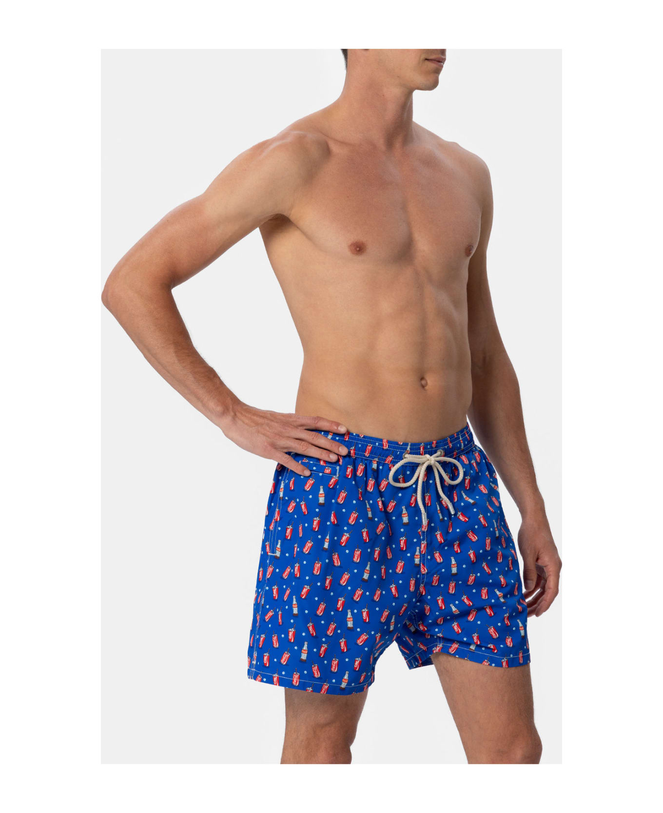 MC2 Saint Barth Man Lightweight Fabric Swim-shorts Lighting Micro Fantasy With Coca Cola Print | The Coca Cola Company Special Edition - BLUE