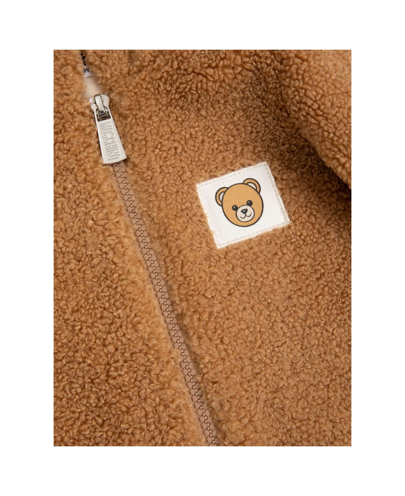Moschino Kids One-piece Suit With Faux Fur Hood - Brown