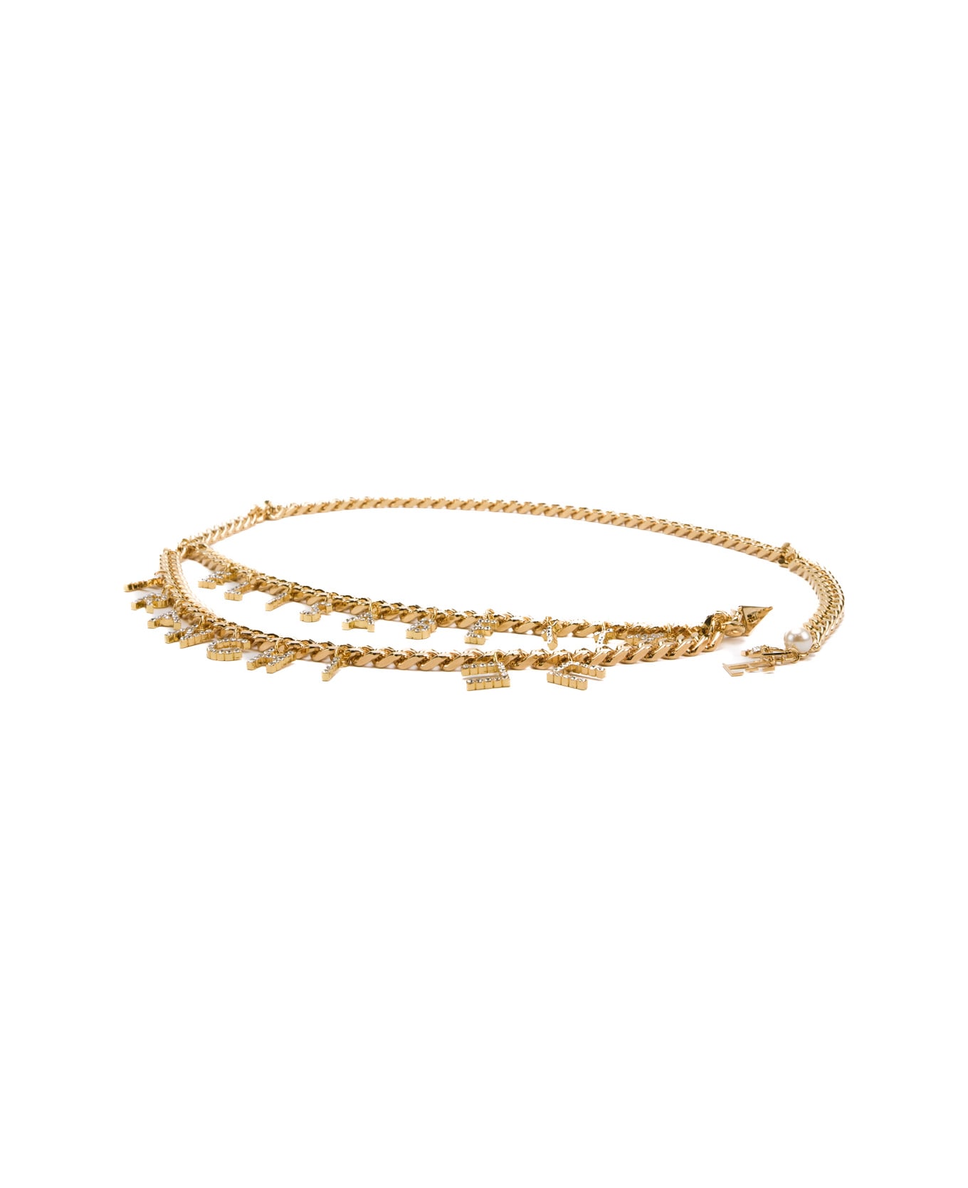 Elisabetta Franchi Chain Belt With Rhinestone Lettering - Oro