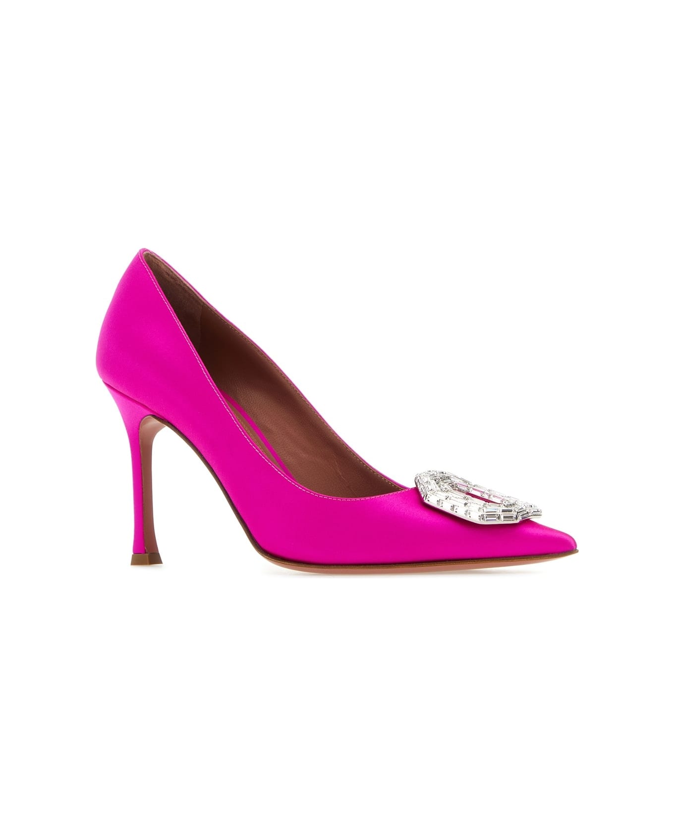 Amina Muaddi Fuchsia Satin Camelia Pumps - FUXIA