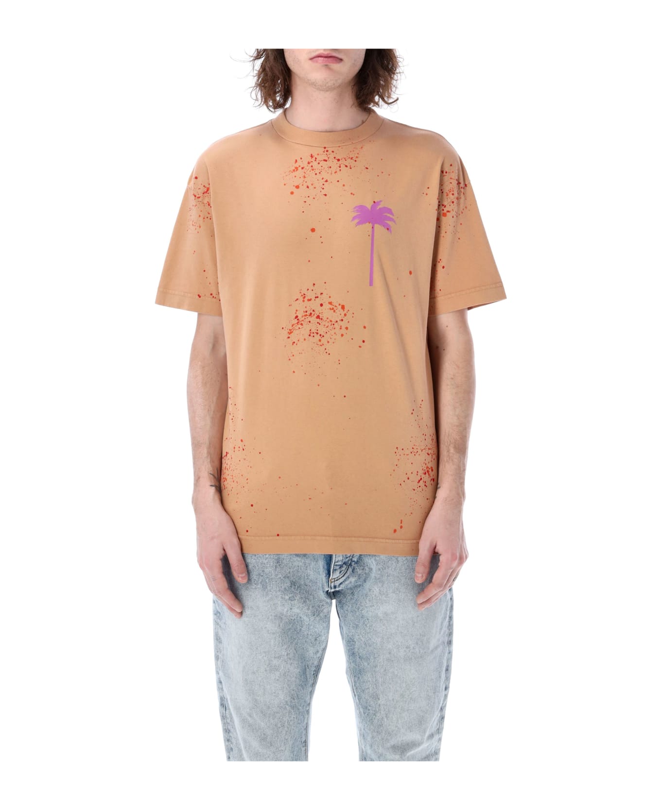 Palm Angels Cotton Crew-neck T-shirt - Camel