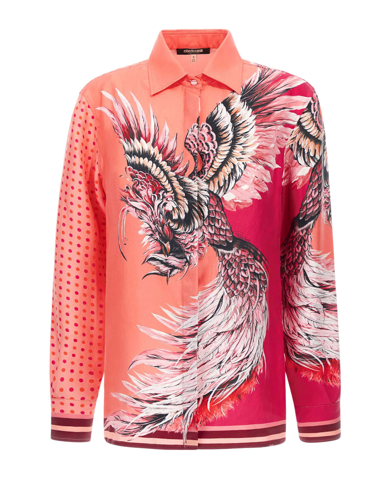 Roberto Cavalli Plumage Print Silk Shirt - Fuchsia シャツ