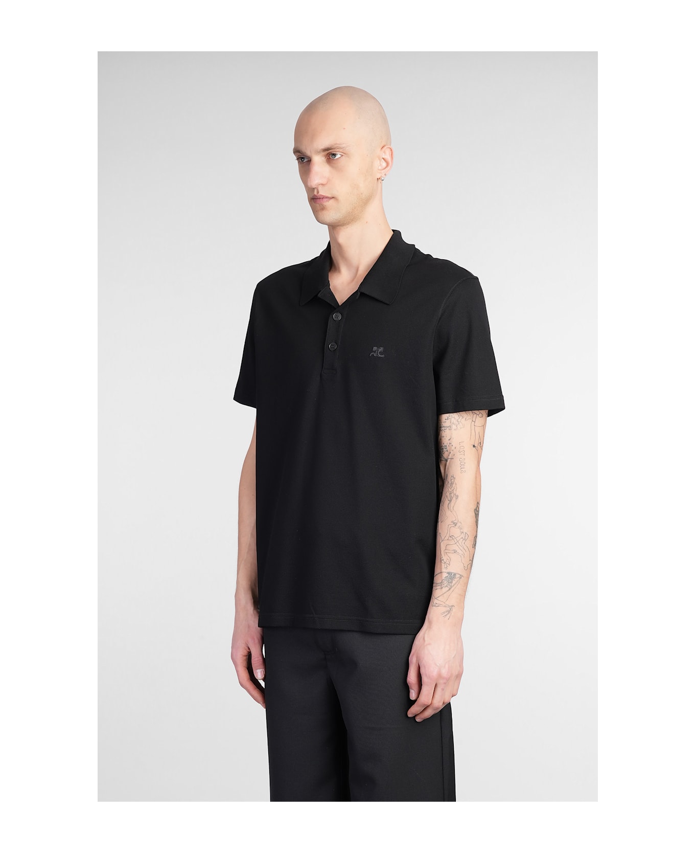 Courrèges Polo In Black Cotton - black