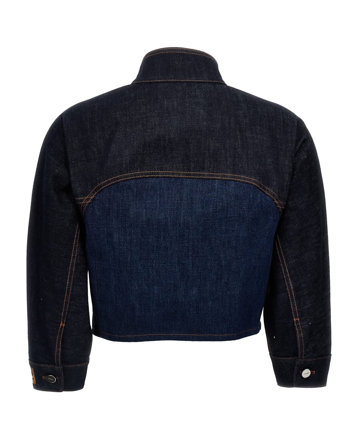 Fendi Two-tone Denim Cropped Jacket - Blue