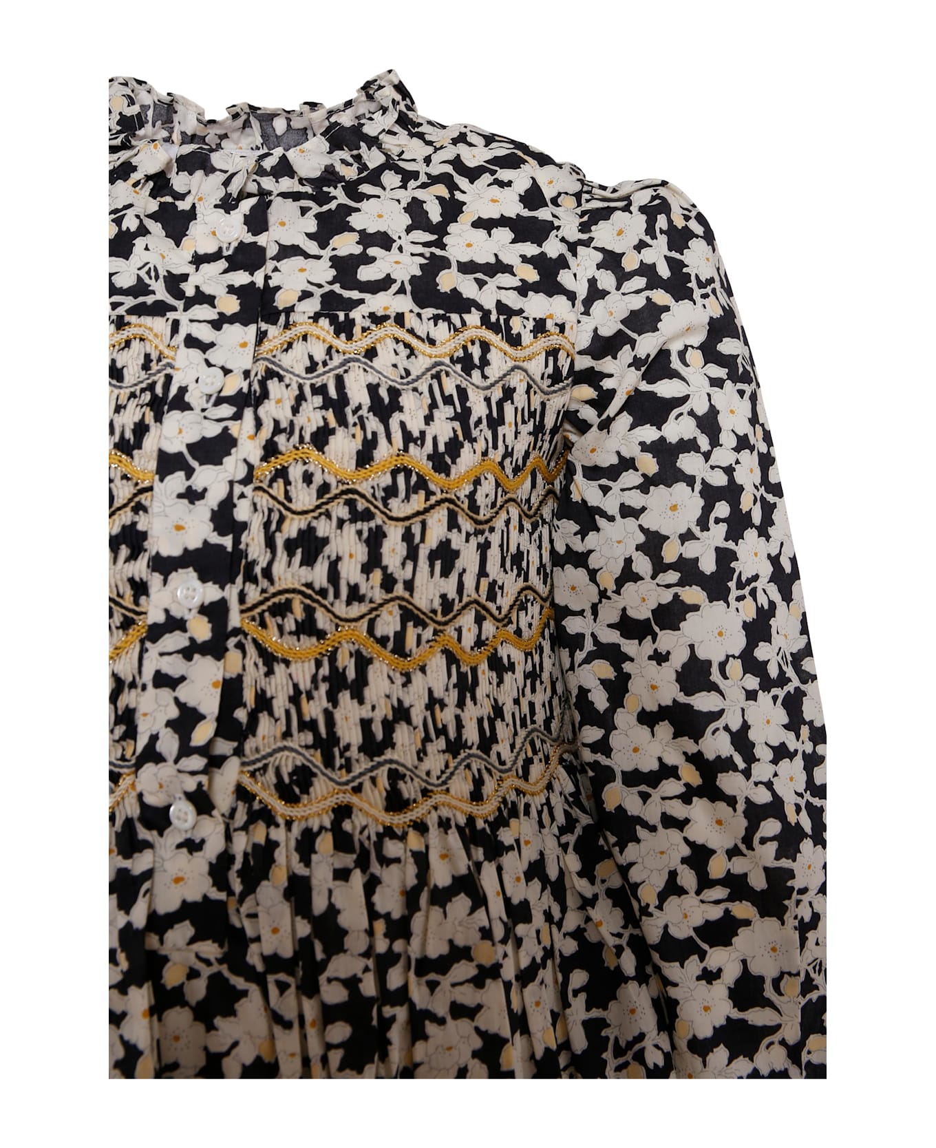 Bonpoint Black Dress For Girl With Floral Print - Black